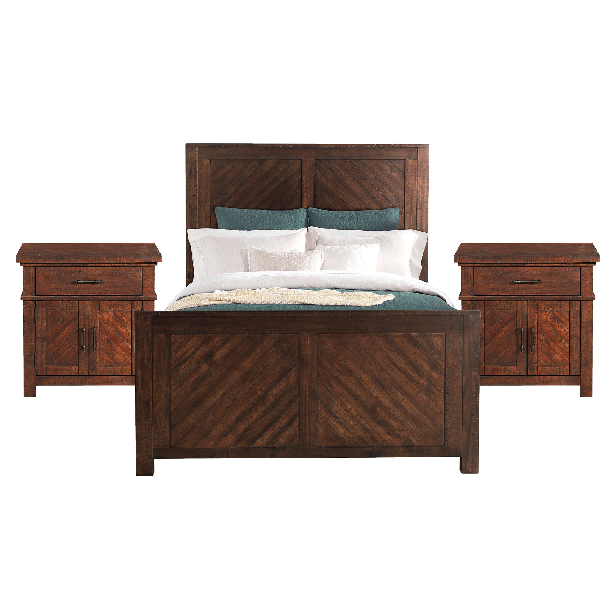 Jax - Queen Platform Storage 3 Piece Bedroom Set - Cherry