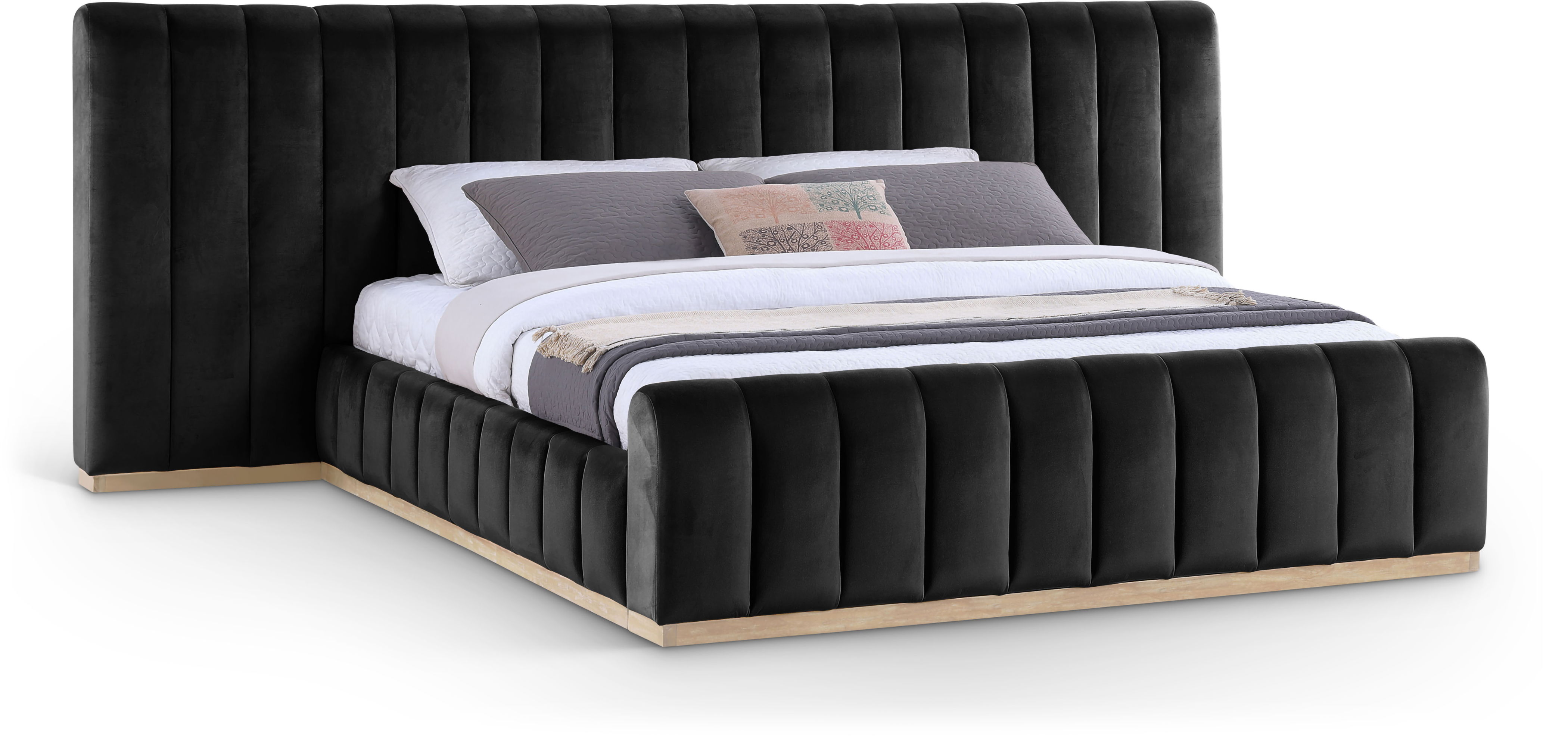 Amara - Velvet Upholstered King Bed - Black