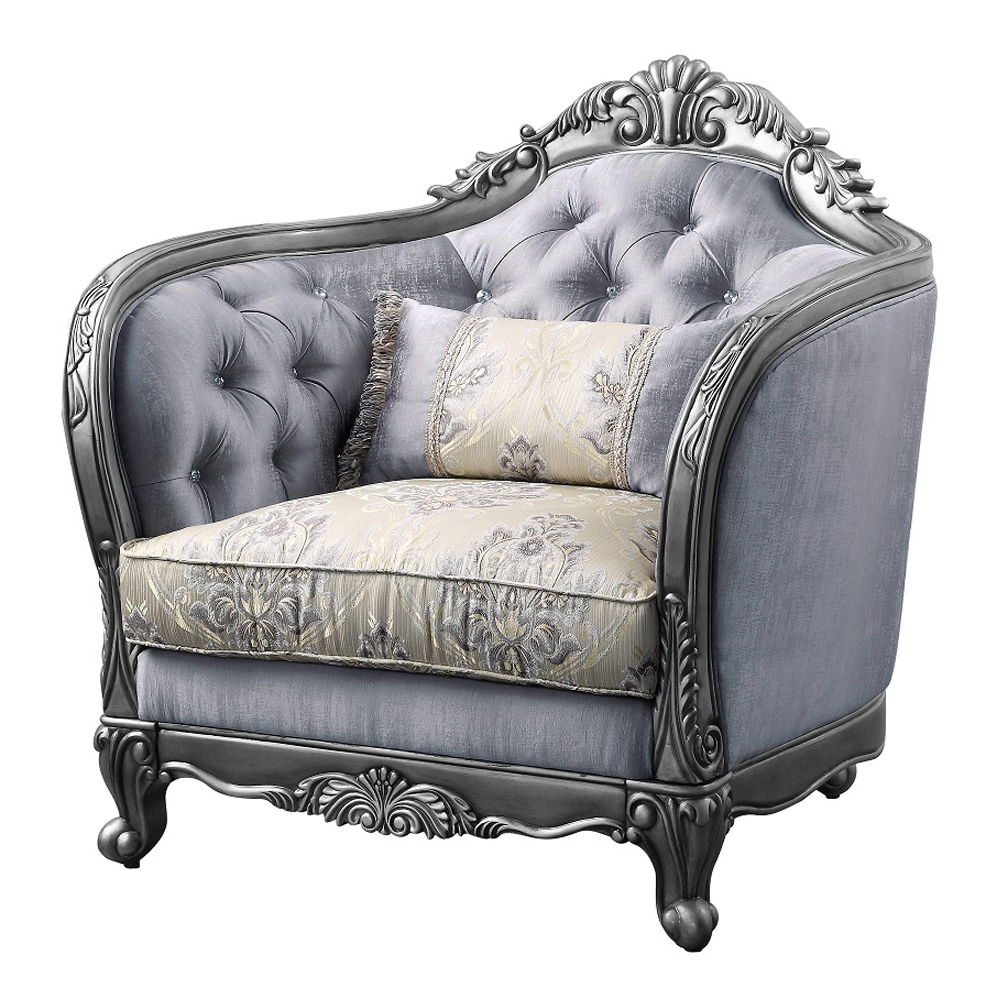 Ariadne - Chair With Pillow - Fabric & Platinum, silver, view 2