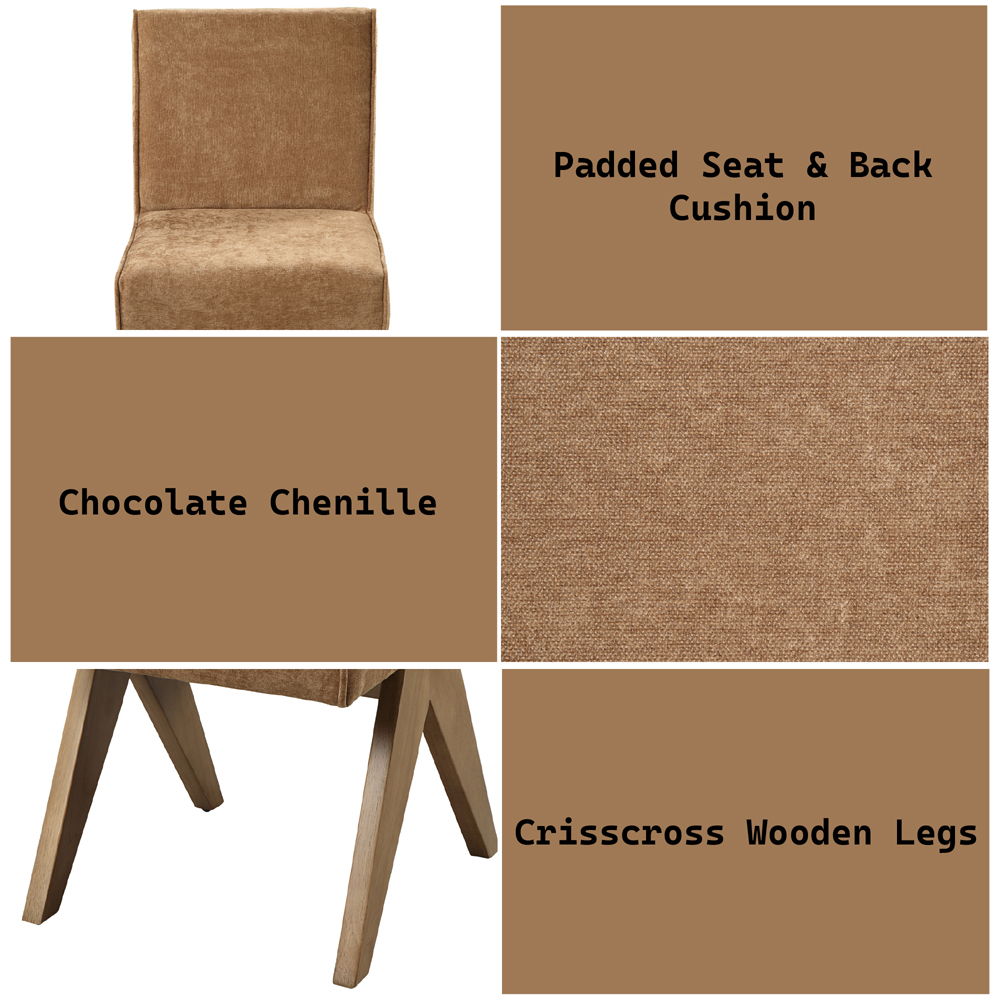 Zoey - Side Chair (Set of 2) - Chocolate Chenille & Oak, dark brown, view 8