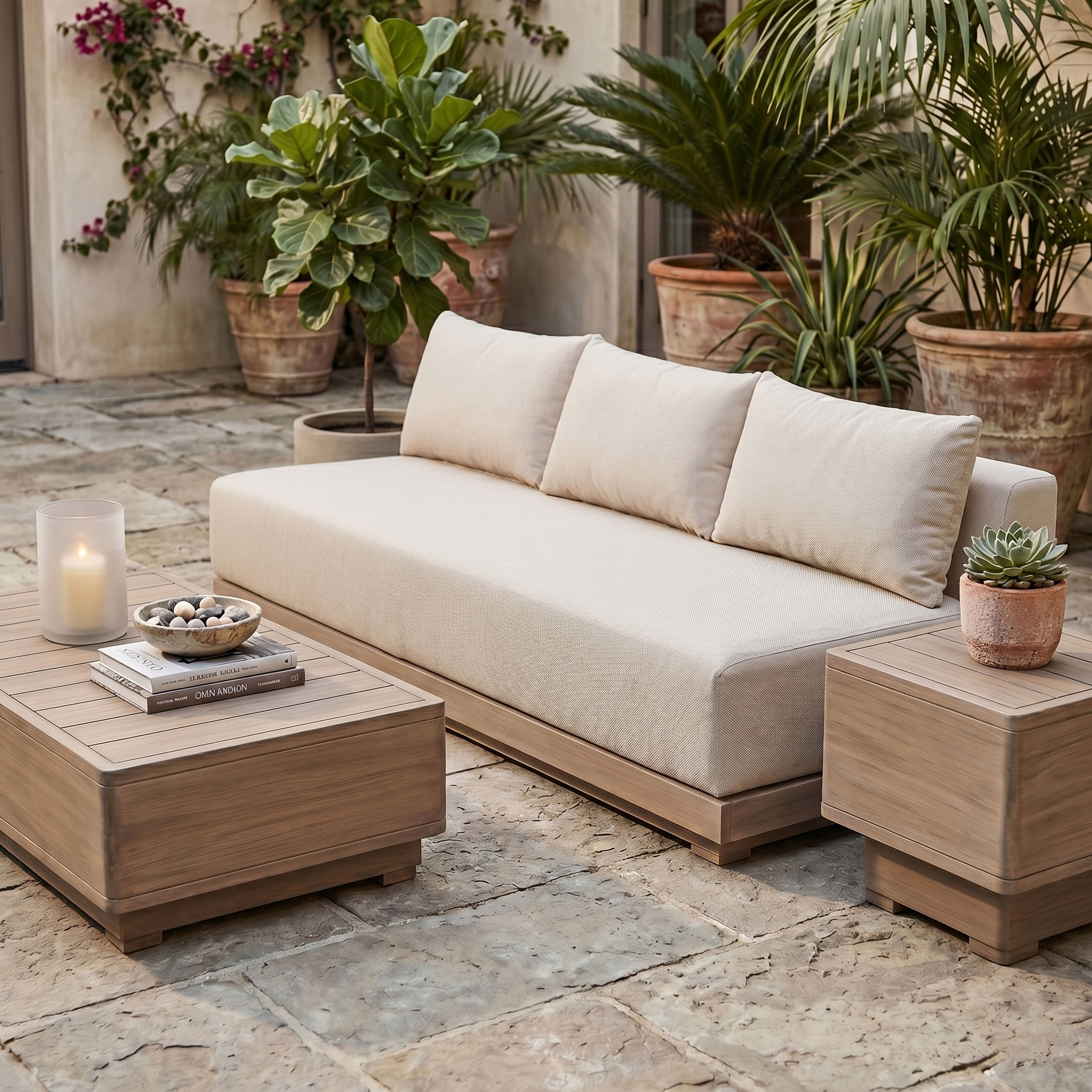 Solace - Olefin Performance Fabric Outdoor Patio Modular Sofa - Beige