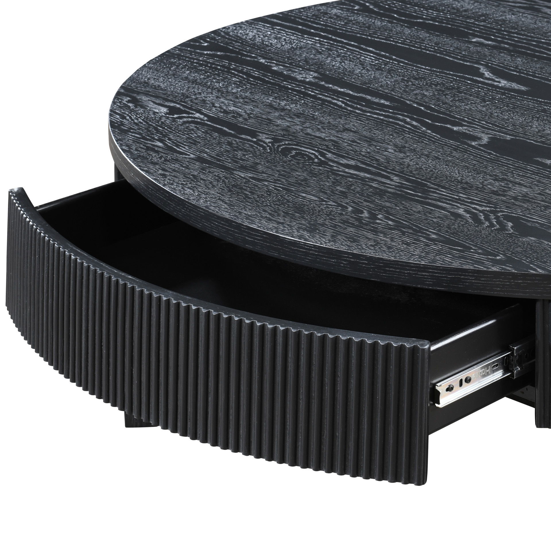 Tate - Round One Drawer Coffee Table - Black, black, view 4