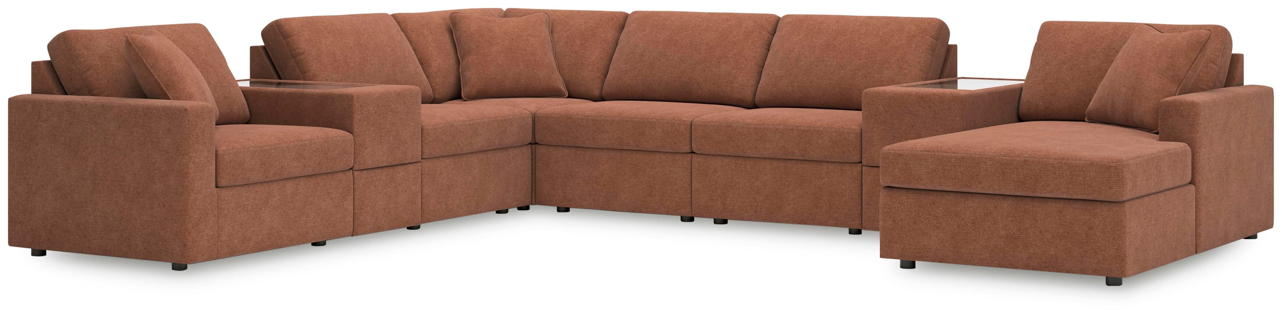 Modmax – 8-Piece Sectional With Raf Corner Chaise And Storage Consoles – Spice
