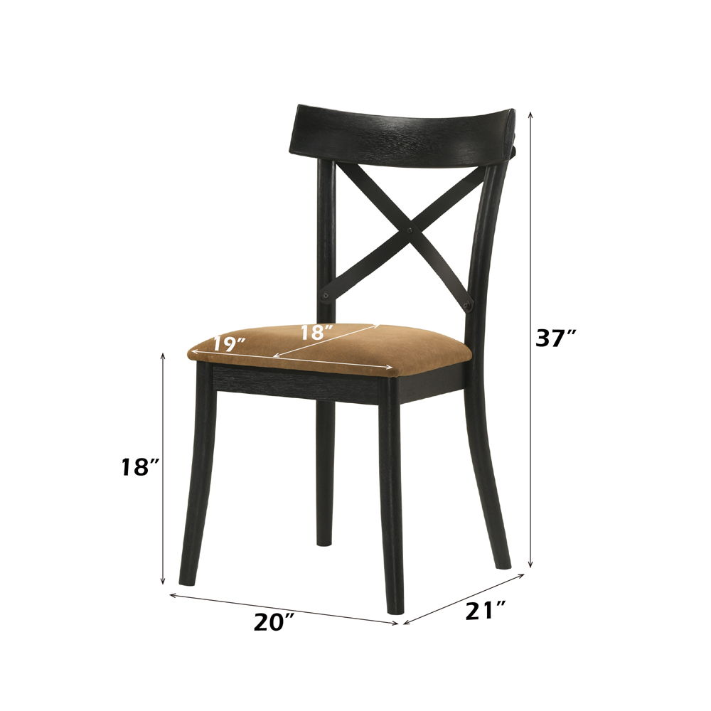 Hillary - Side Chair (Set of 2) - Brown Leather Aire, Walnut & Black, black, view 6