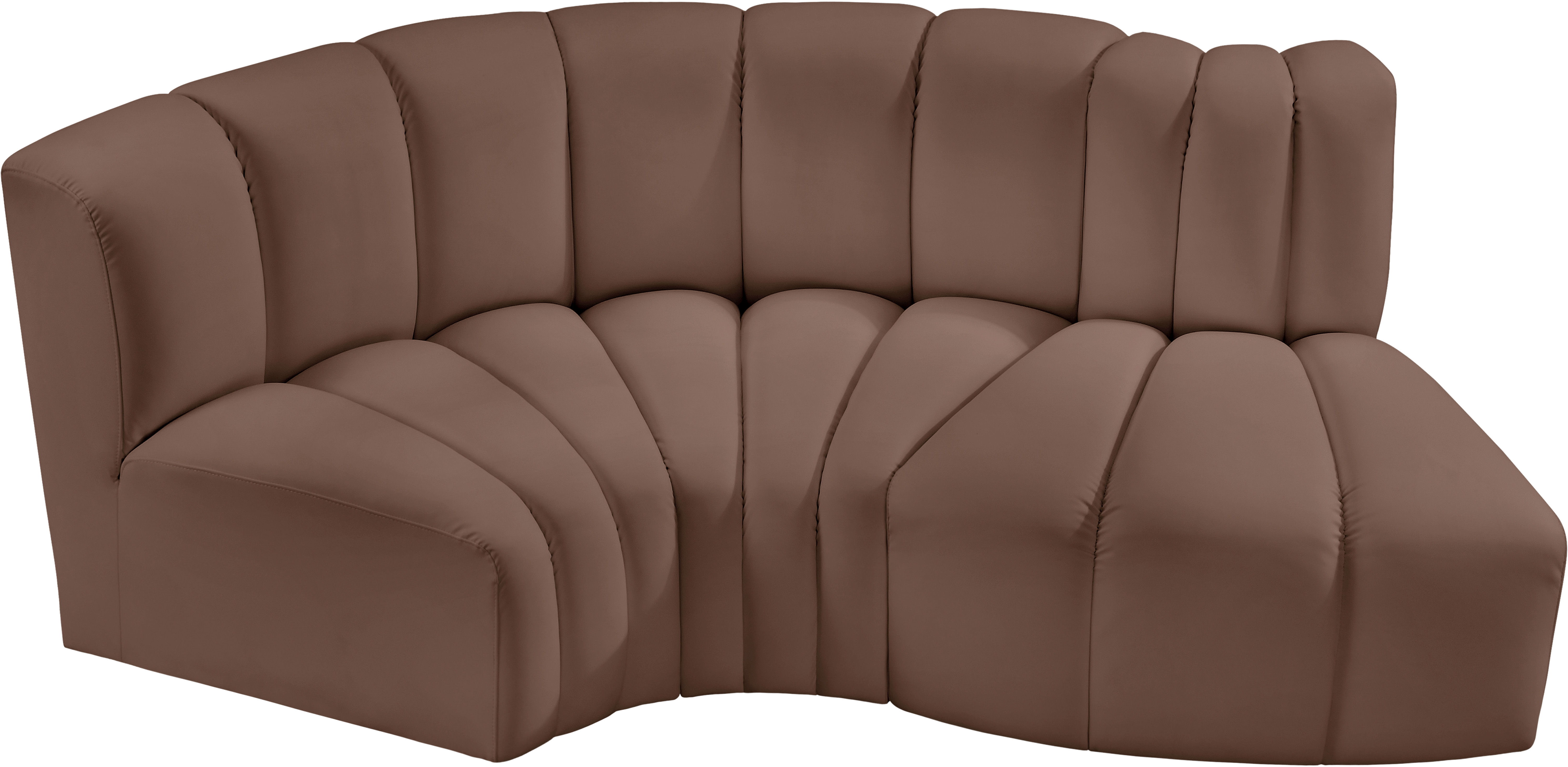 Arc - Faux Leather 3 Piece Modular L-Shaped Sofa - Brown