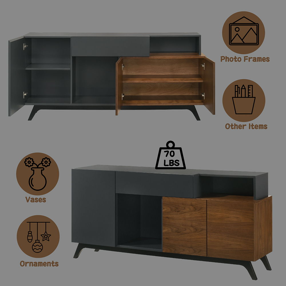 Destin - Server - Walnut, dark brown, view 6