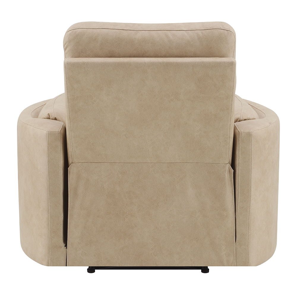 Elison - Motion Glider Recliner With Swivel - Dark Beige Polish Microfiber, beige, view 5