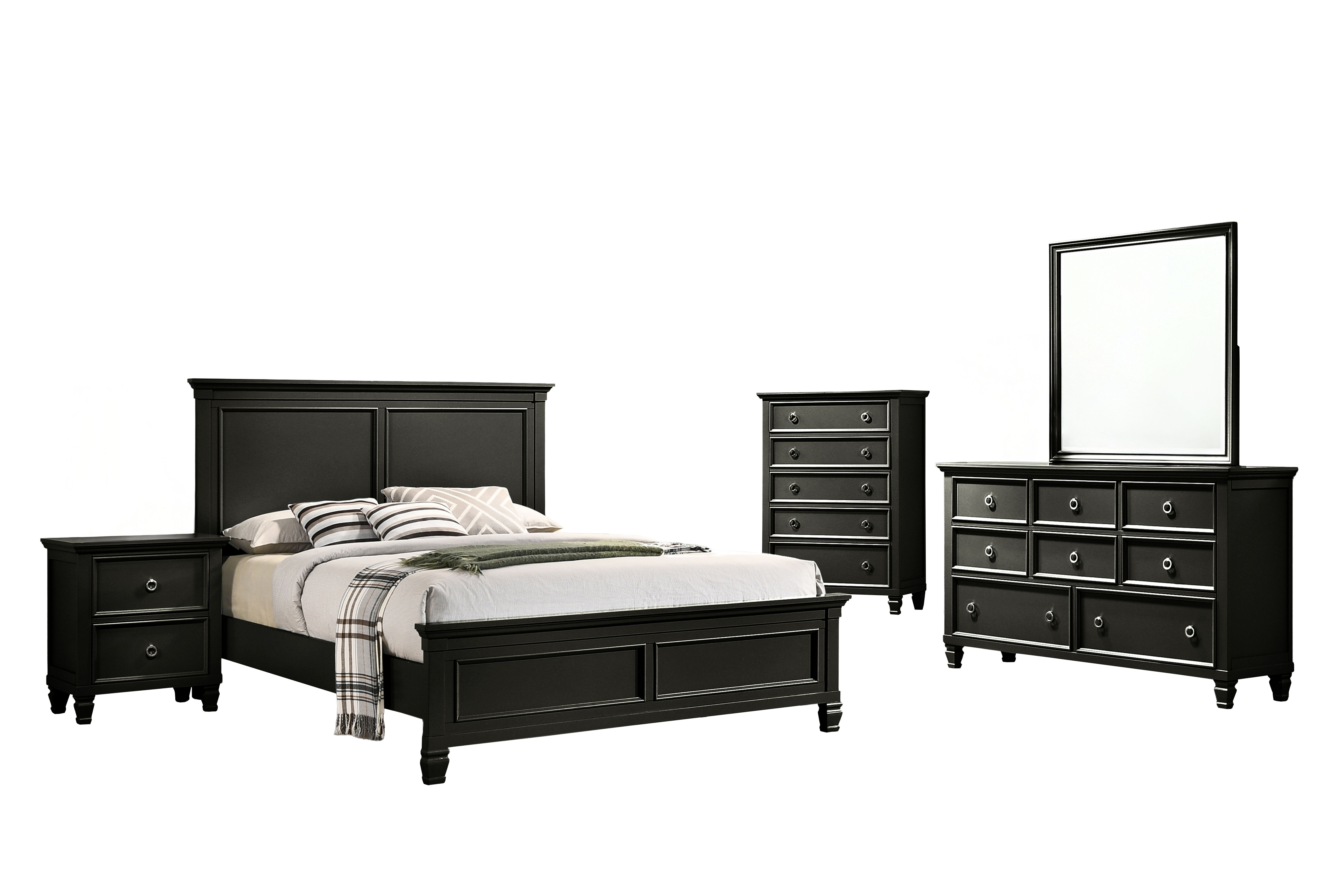 Queen · 5 Pc · Bed, Dresser, Mirror, Nightstand, Chest