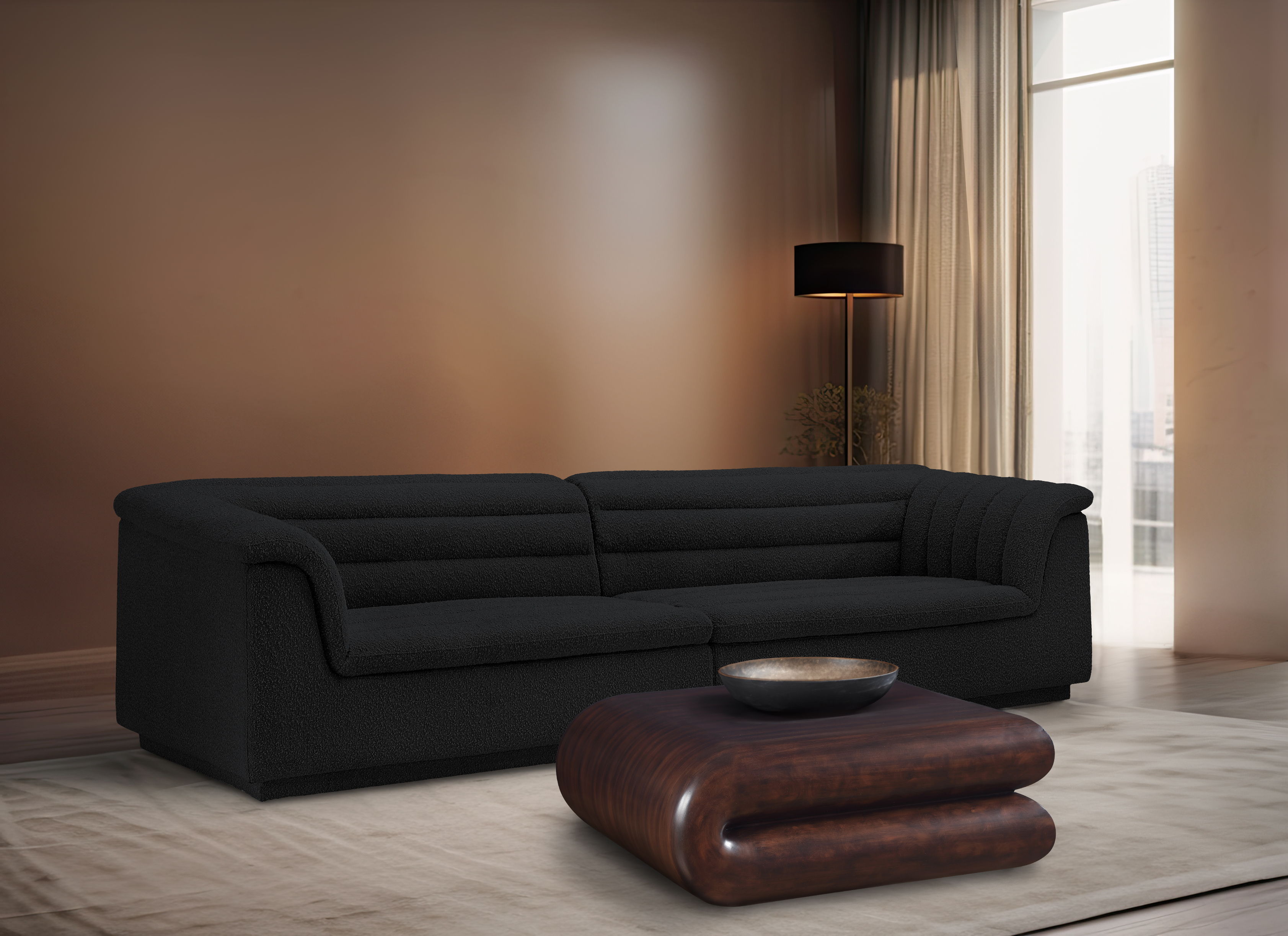 Cascade - Boucle Modular Sofa - Black