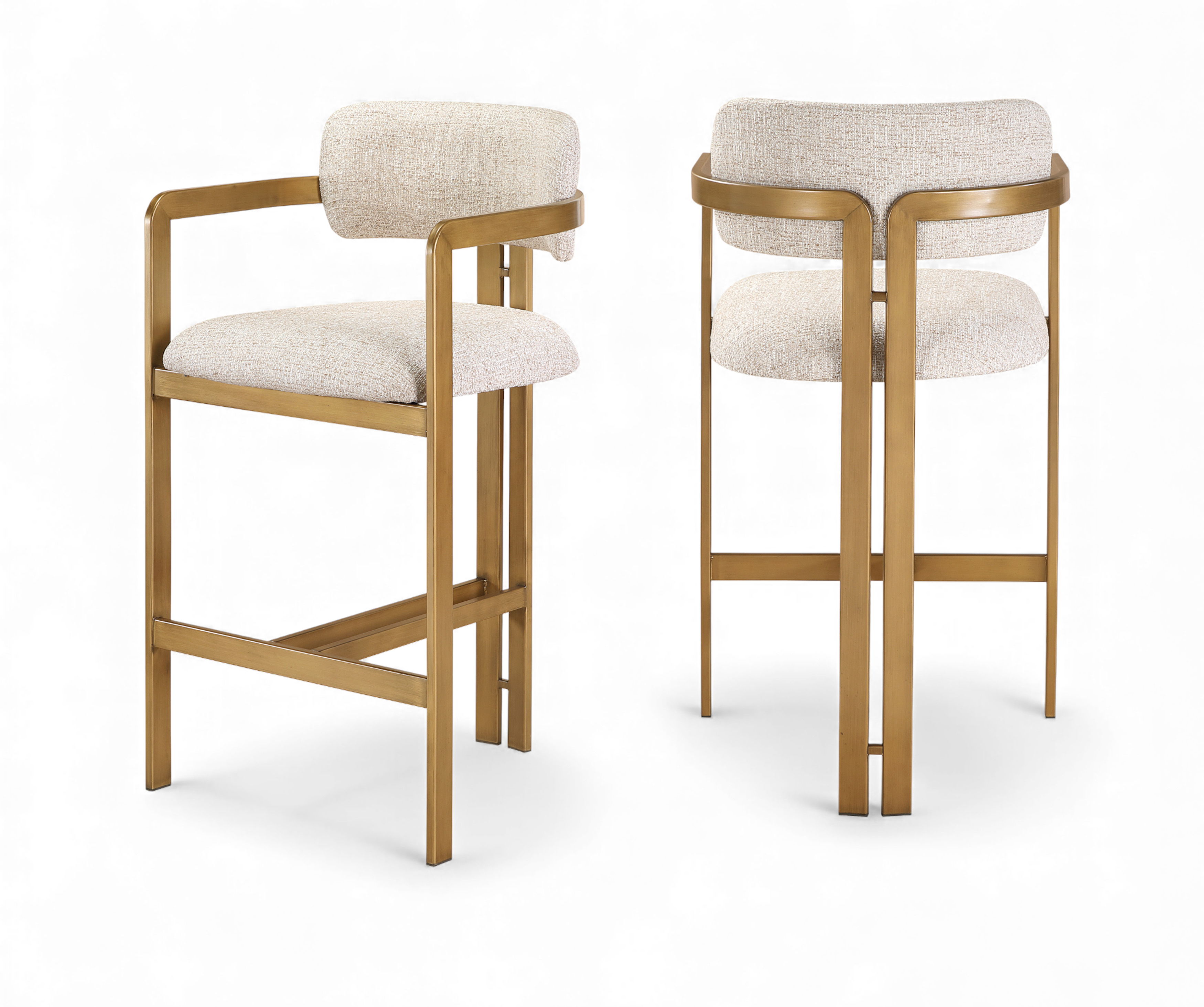 Aurum - Linen Textured Fabric Upholstered Counter Stool - Beige