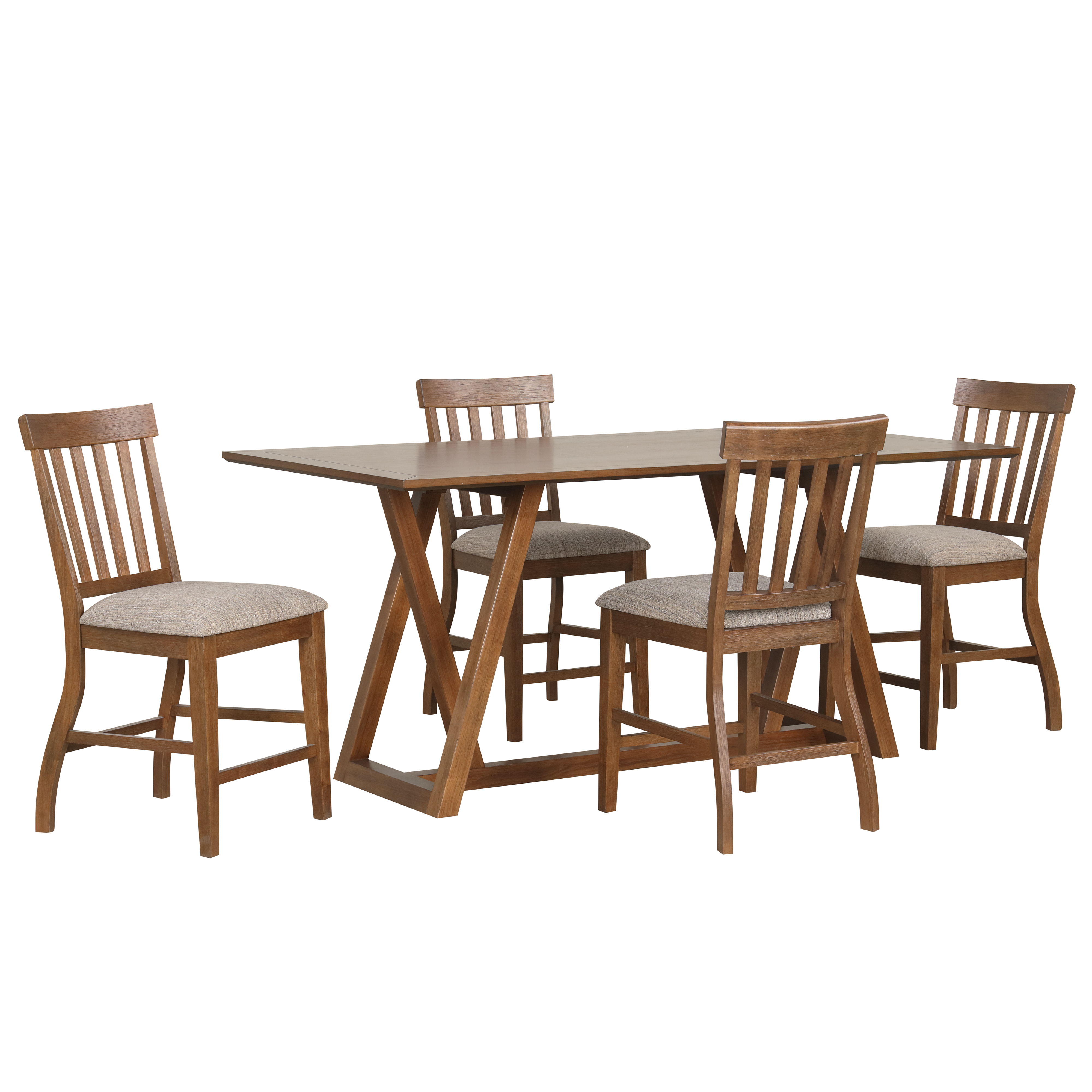 Putnam - Counter Table With 4 Chairs - Brown