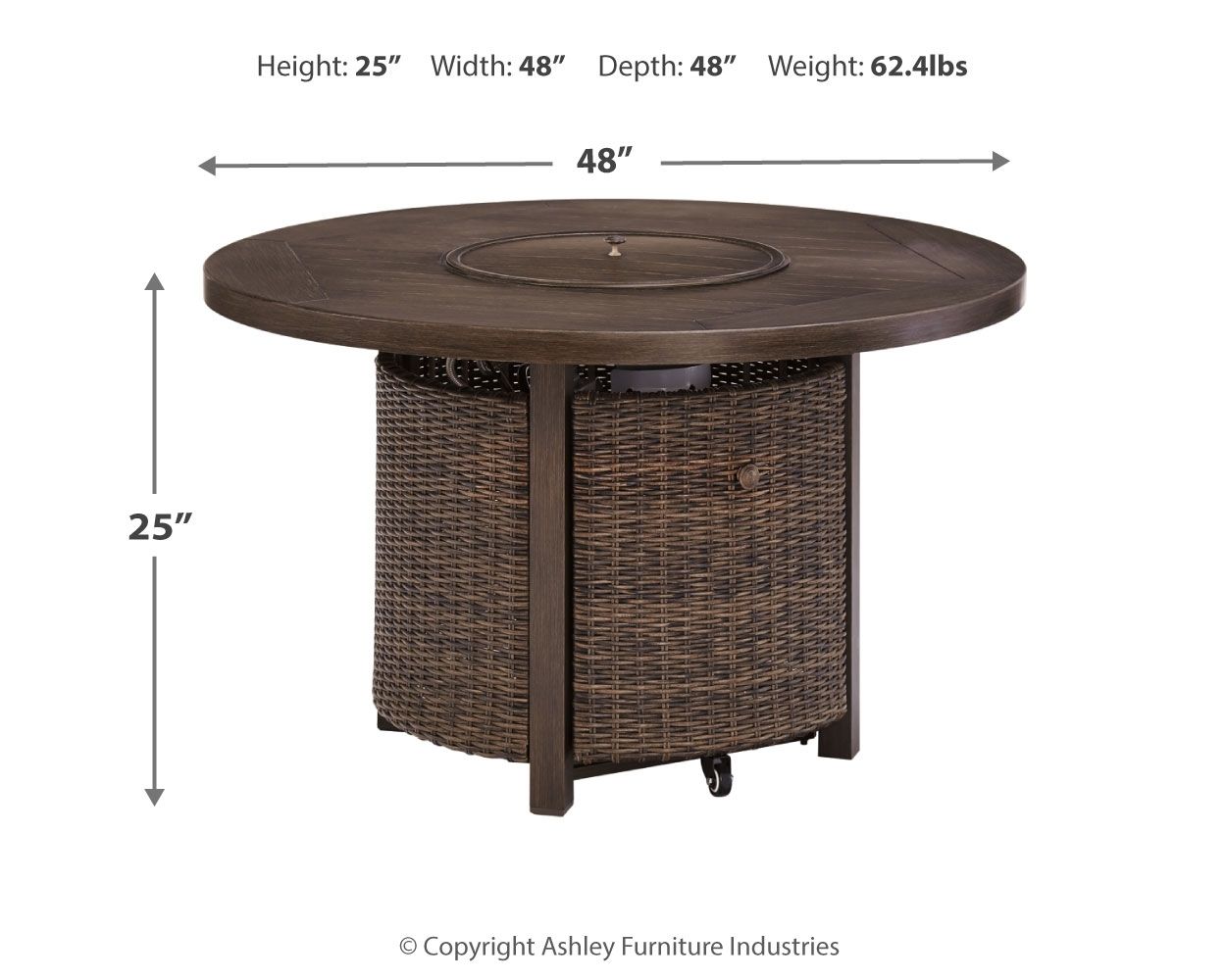 Ashley Furniture Paradise Trail - Round Fire Pit Table - Medium Brown - Image 4