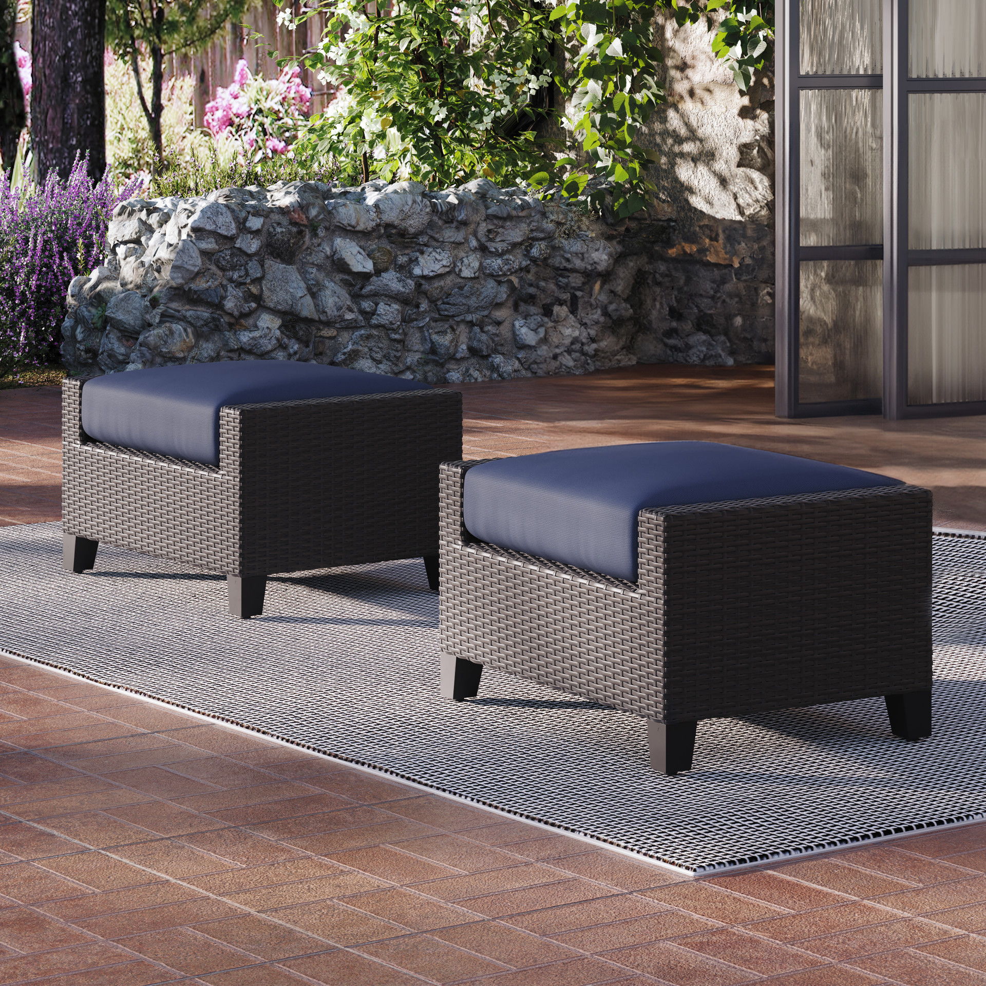 Skye - Ottomans (Set of 2) - Blue, blue