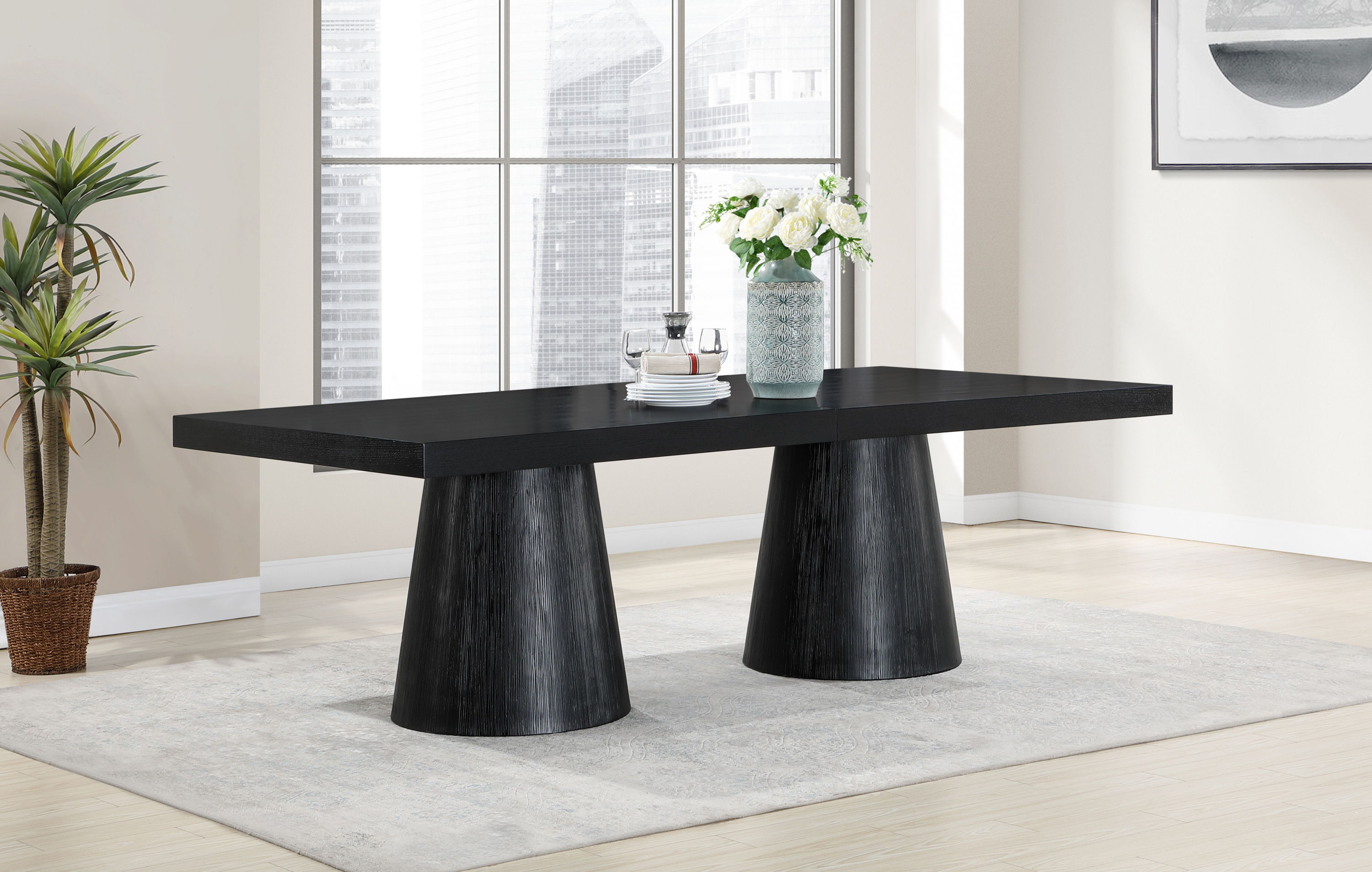 Tavolo - Oak Veneer Dining Table - Black