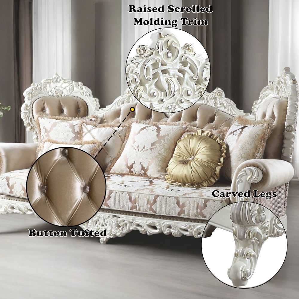 Vanaheim - Sofa With 7 Pillows - Fabric & Antique White, white, view 7