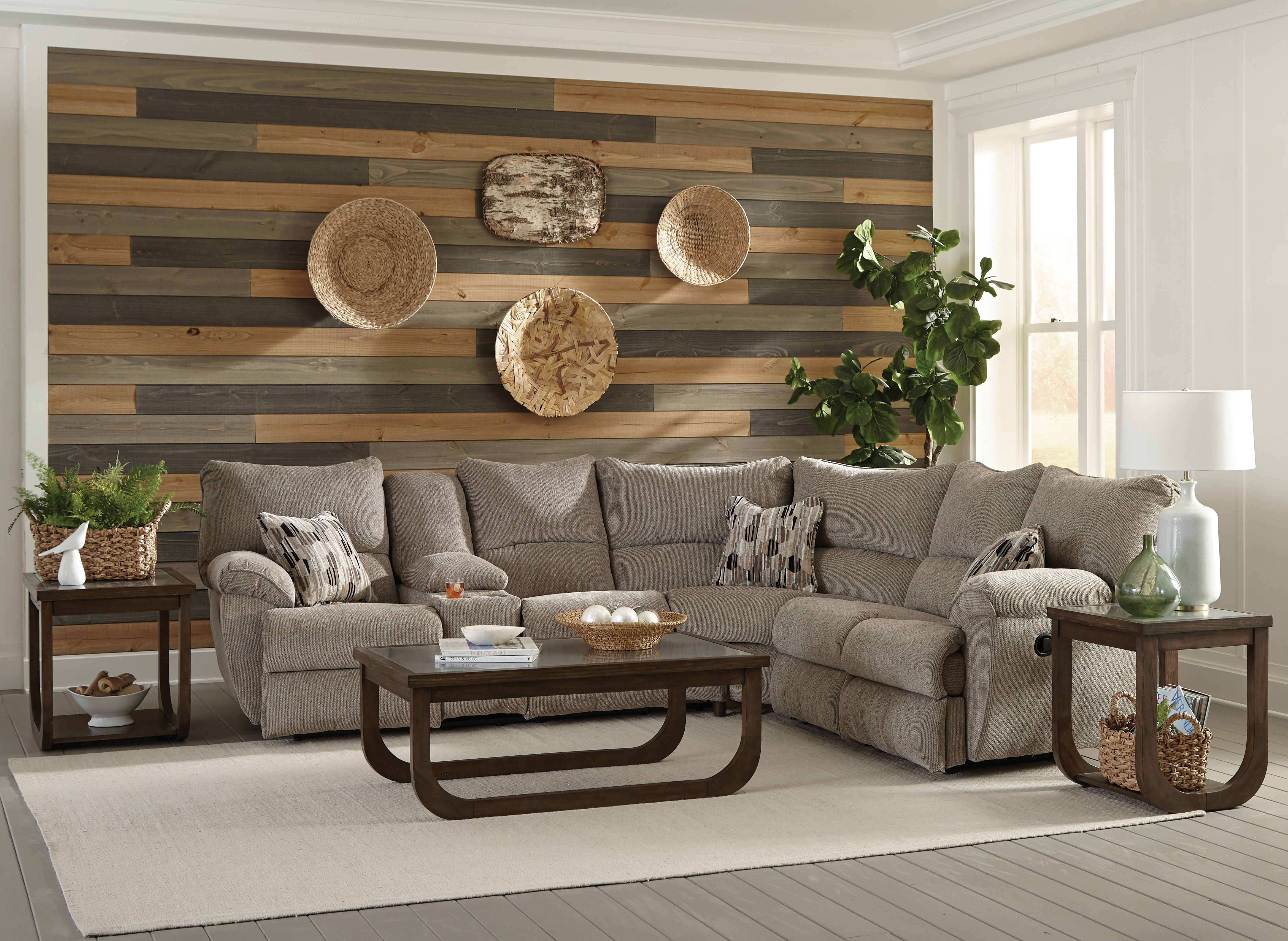 Elliott - 2 Piece Reclining Sectional With Console - Pewter