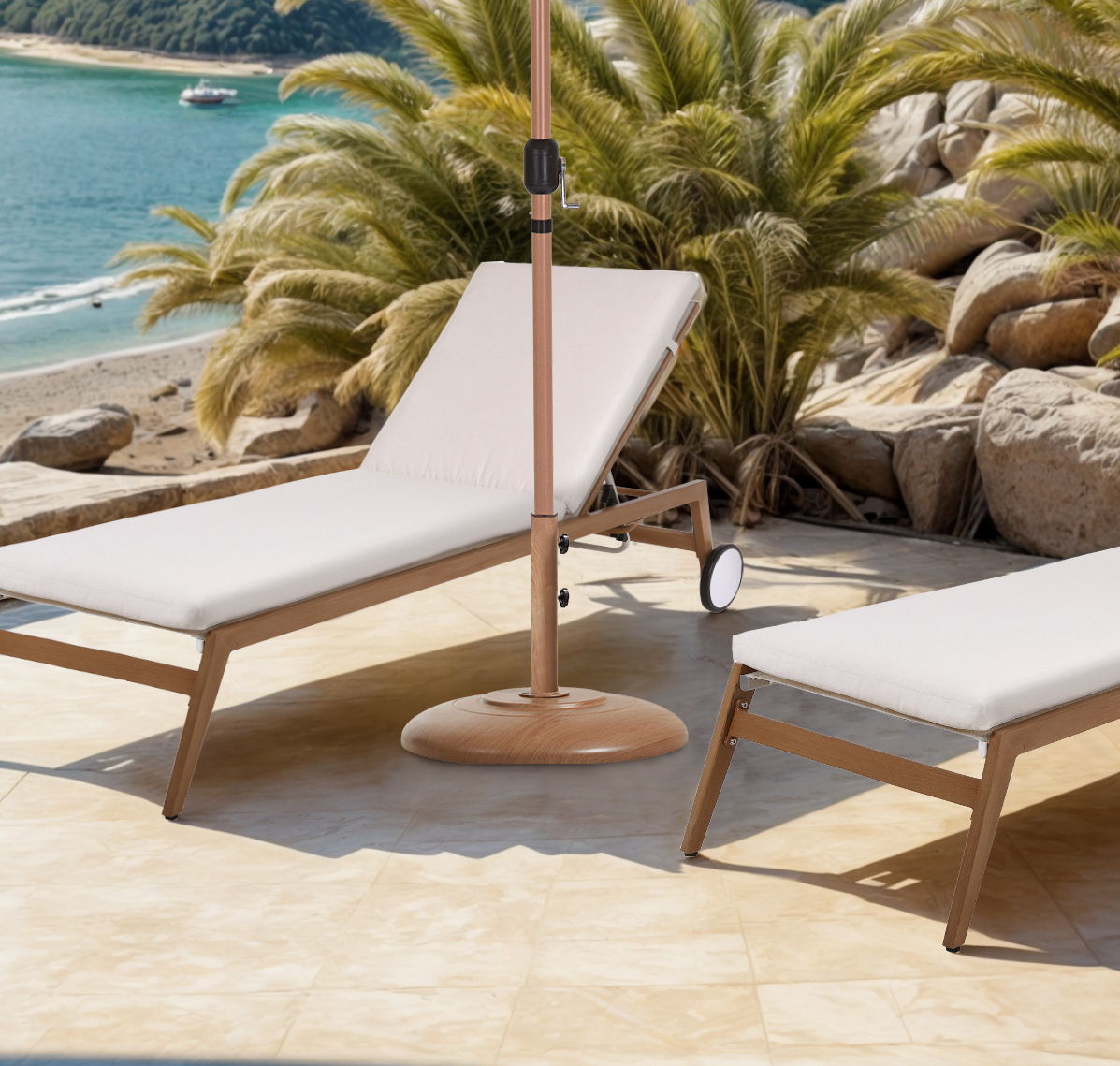 Cozumel - Steel Patio Umbrella Base - Teak