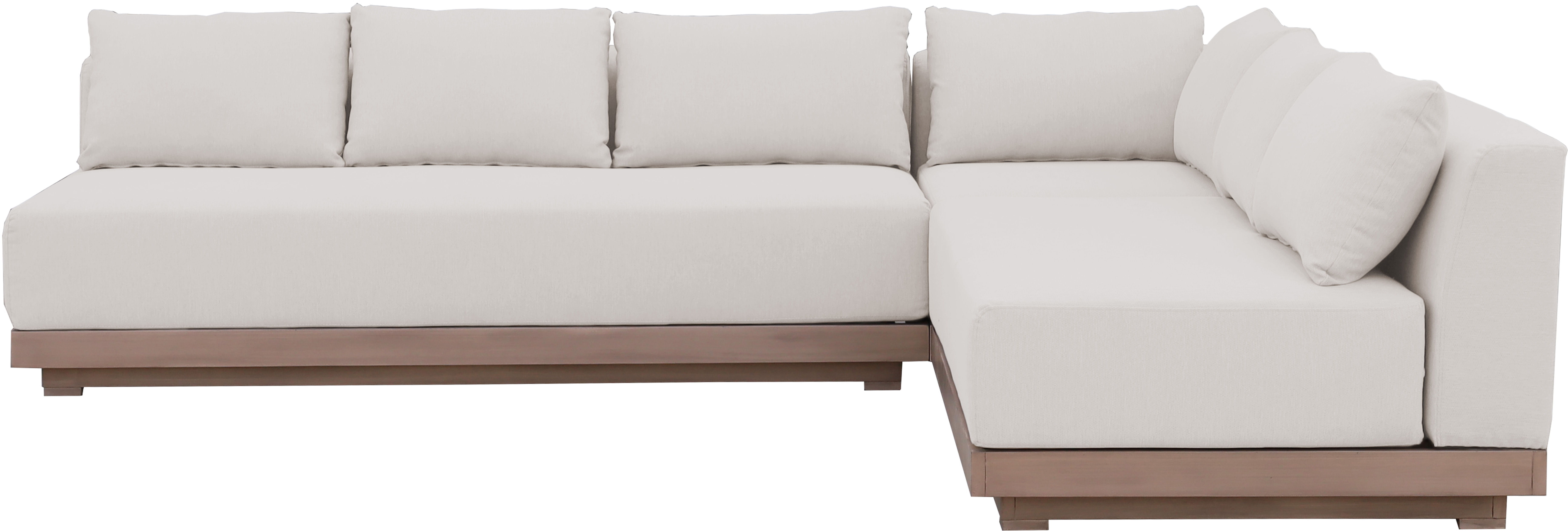 Solace - Olefin Performance Fabric 3 Piece Outdoor Patio Modular Sectional (Sofa, Loveseat & Corner Chair) - Cream