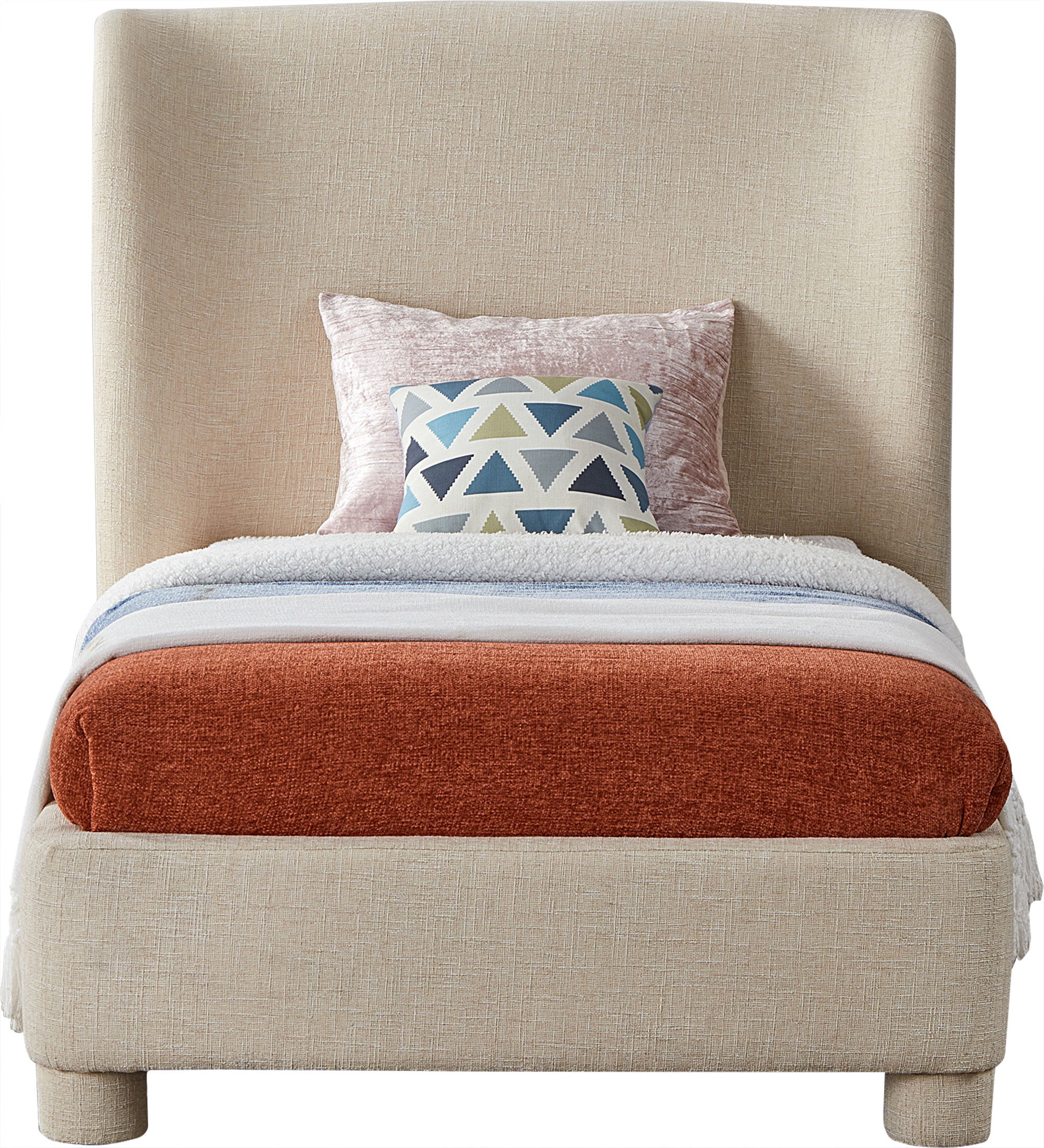 Penny - Polyester Fabric Twin Bed - Beige