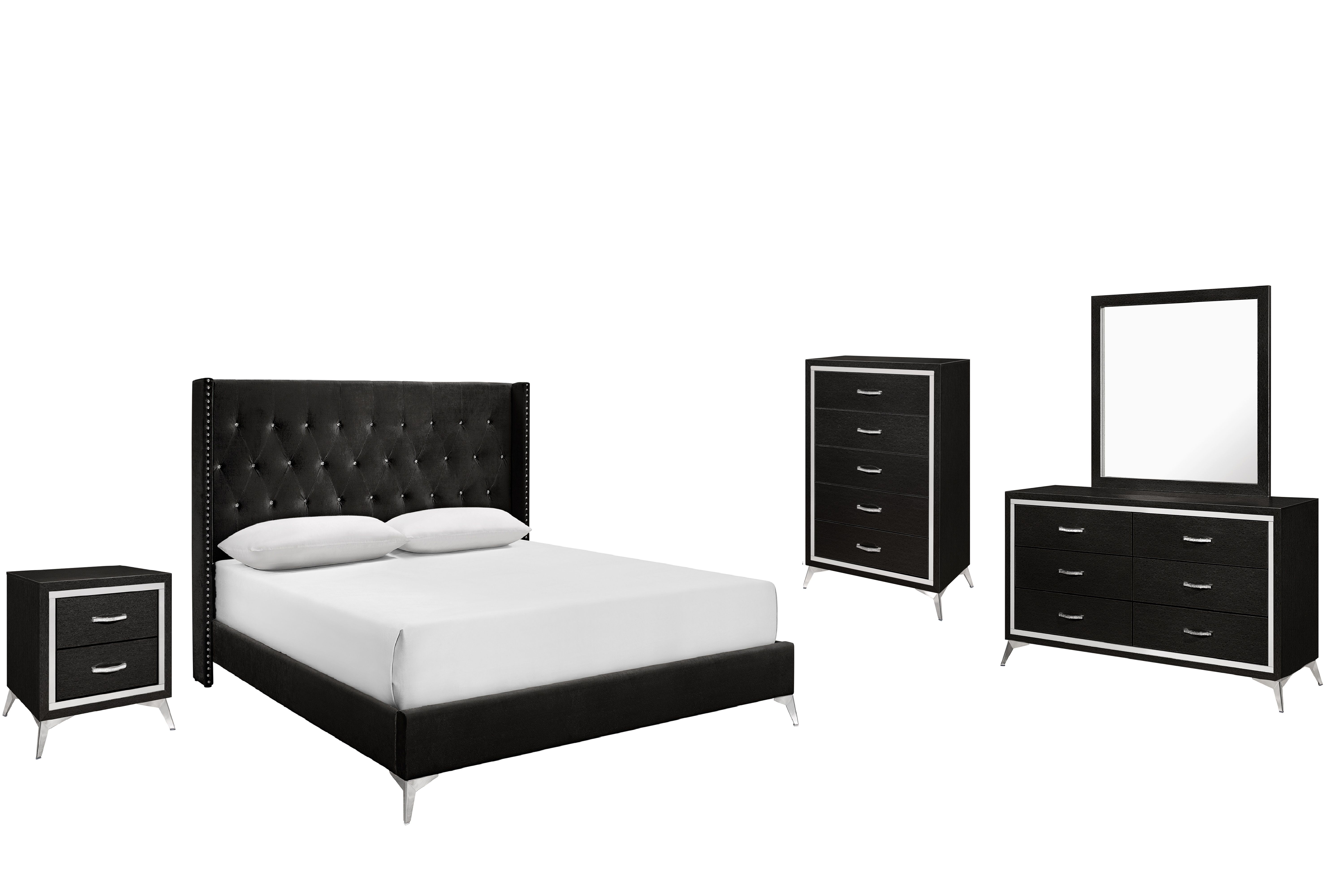 Eastern King · 5 Pc · Bed & Dresser & Mirror & Nightstand & Chest