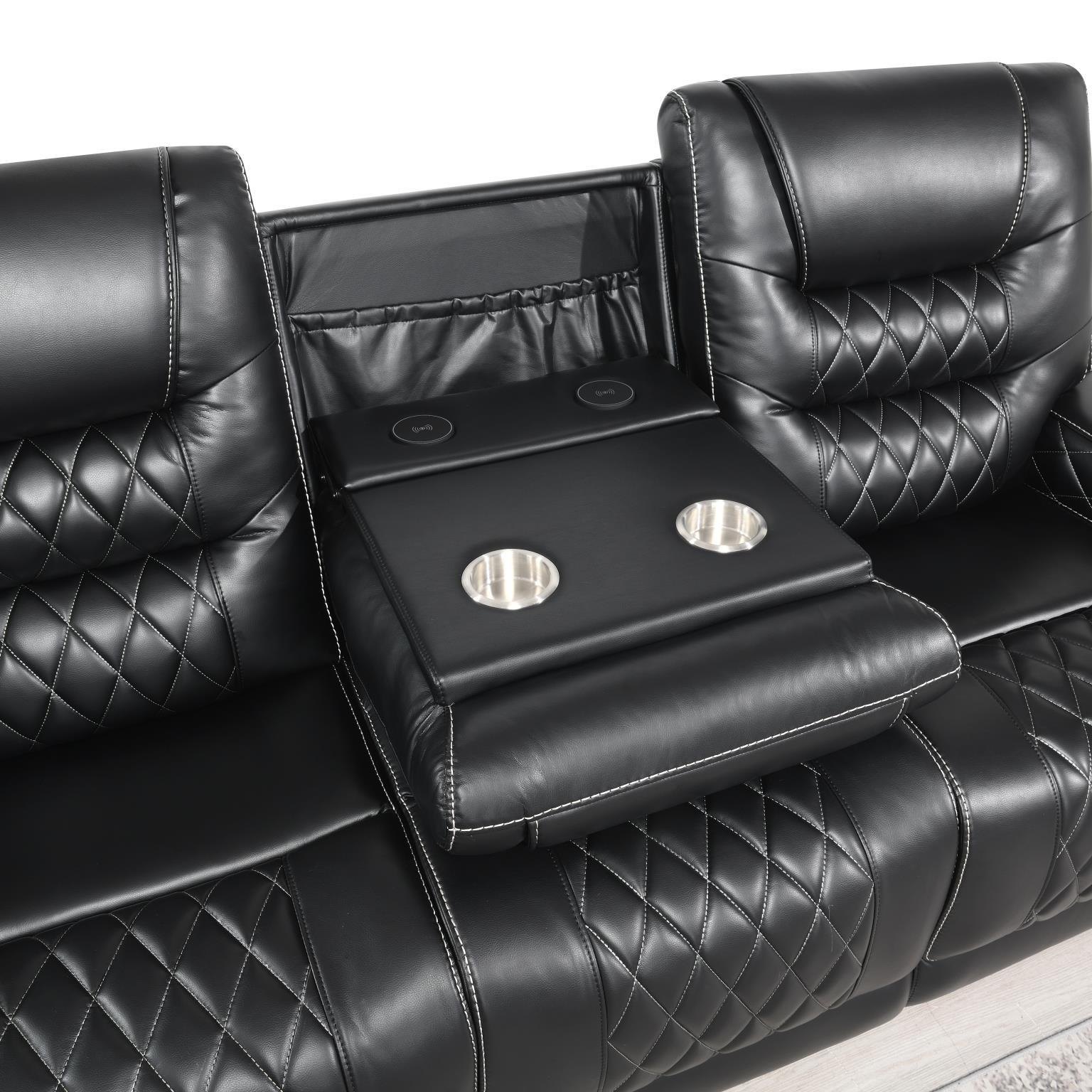 U140 - 3 Piece Living Room Set (Reclining Sofa & Reclining Loveseat, Reclining Chair) - Black