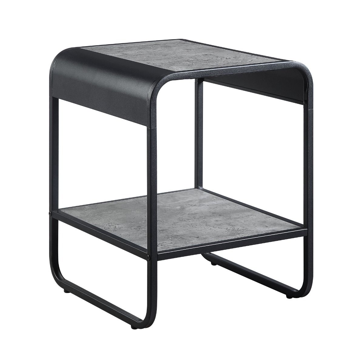 Raziela - 21" End Table - Concrete Gray & Black, black