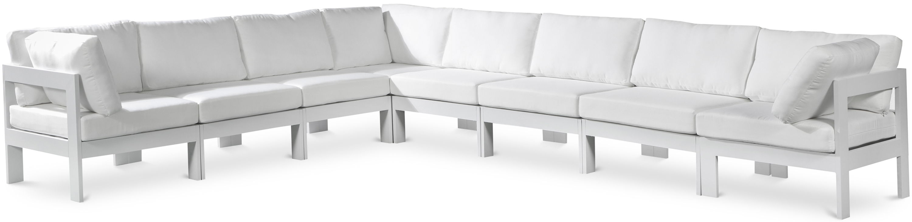 Nizuc - Outdoor Patio 8 Piece Modular Sectional With White Frame - White