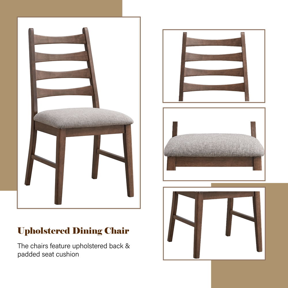 Mayah - Side Chair (Set of 2) - Gray Linen & Walnut, dark brown, view 7