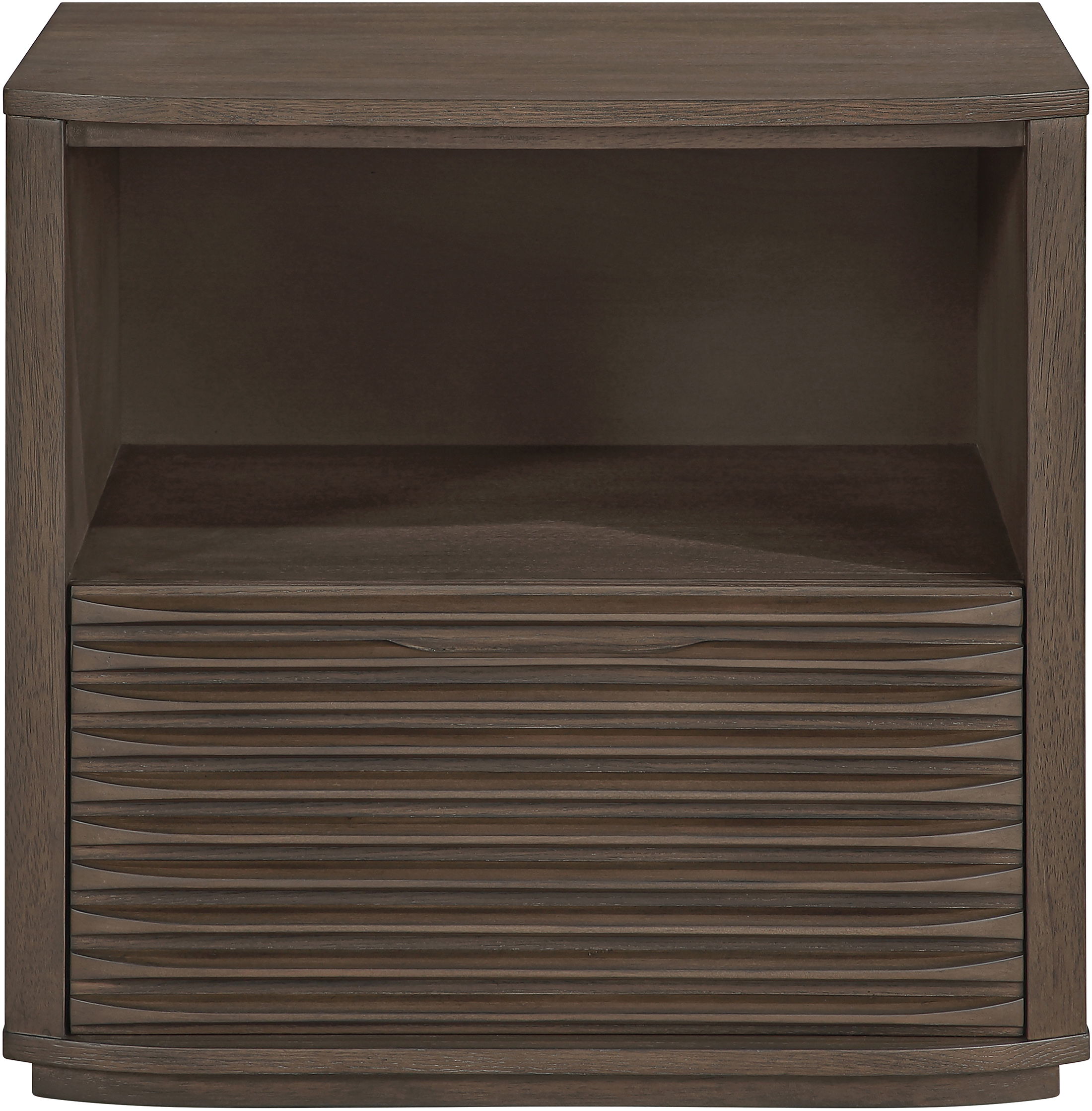 Morino - Oak Veneer And Solid Wood Nightstand - Brown