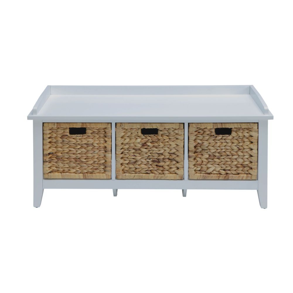 Flavius - Bench With Storage - Rattan & White, white, view 2