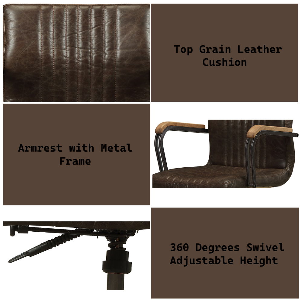 Joslin - Office Chair - Distress Chocolate Top Grain Leather, dark brown, view 5