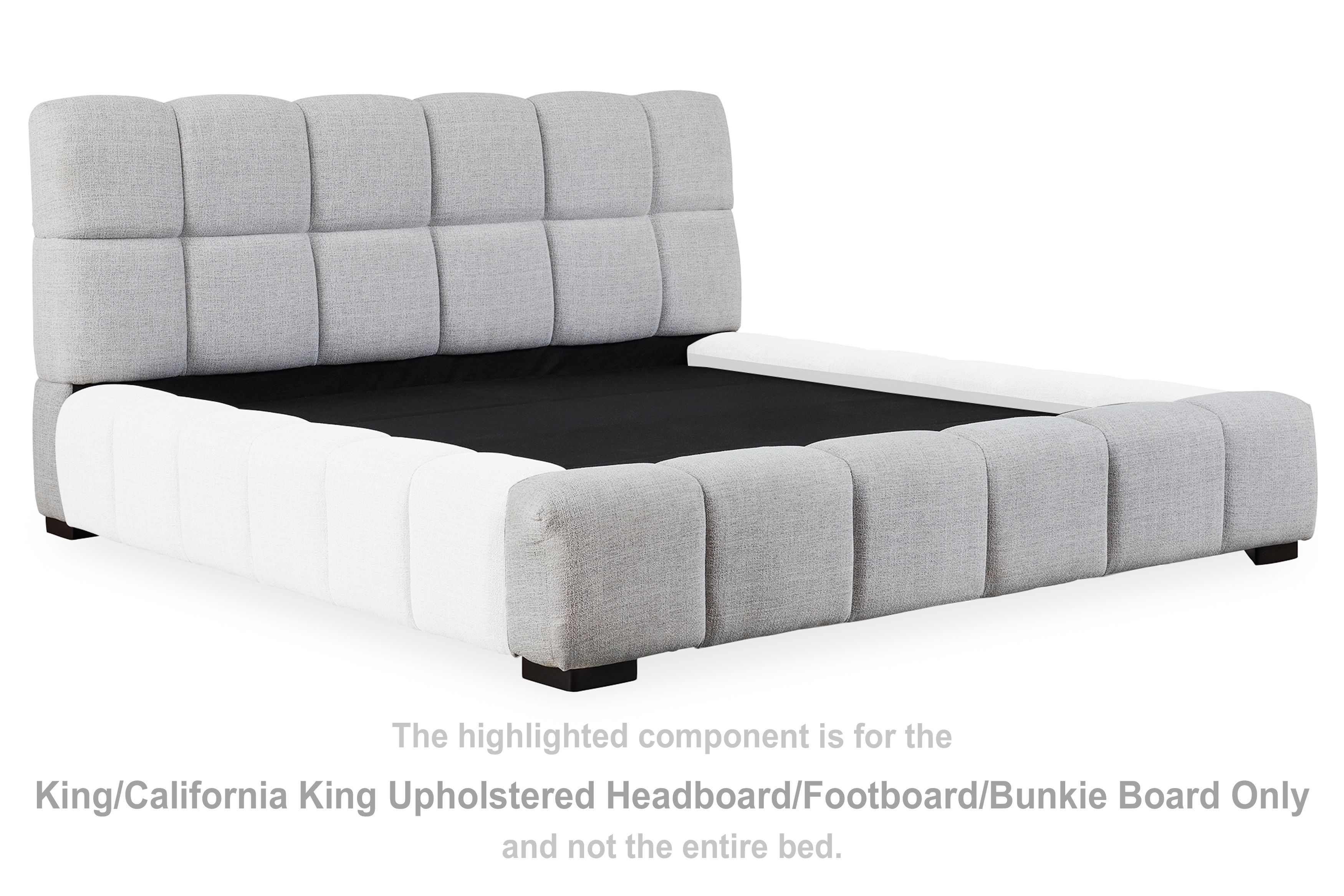 Grendusk – King/California King Upholstered Headboard/Footboard/Bunkie Board – Light Gray