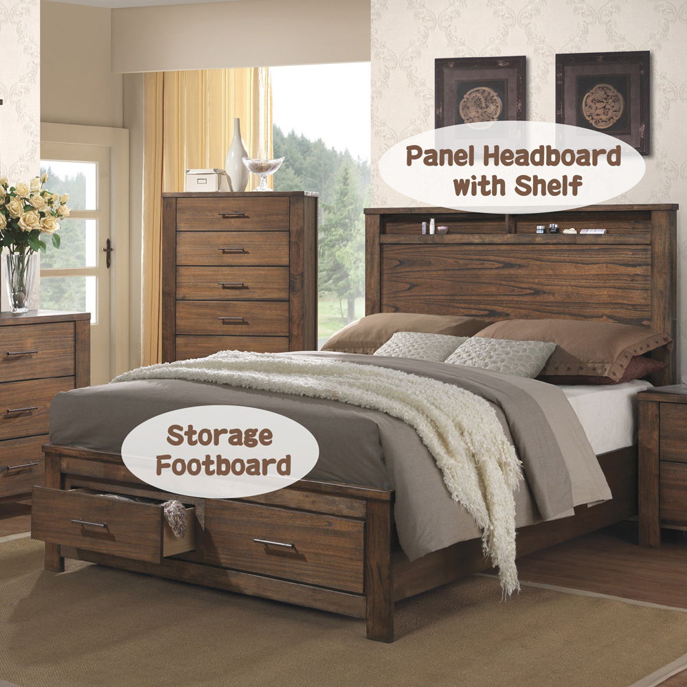 Merrilee - Eastern King Bed With Storage - Oak, light brown, view 3
