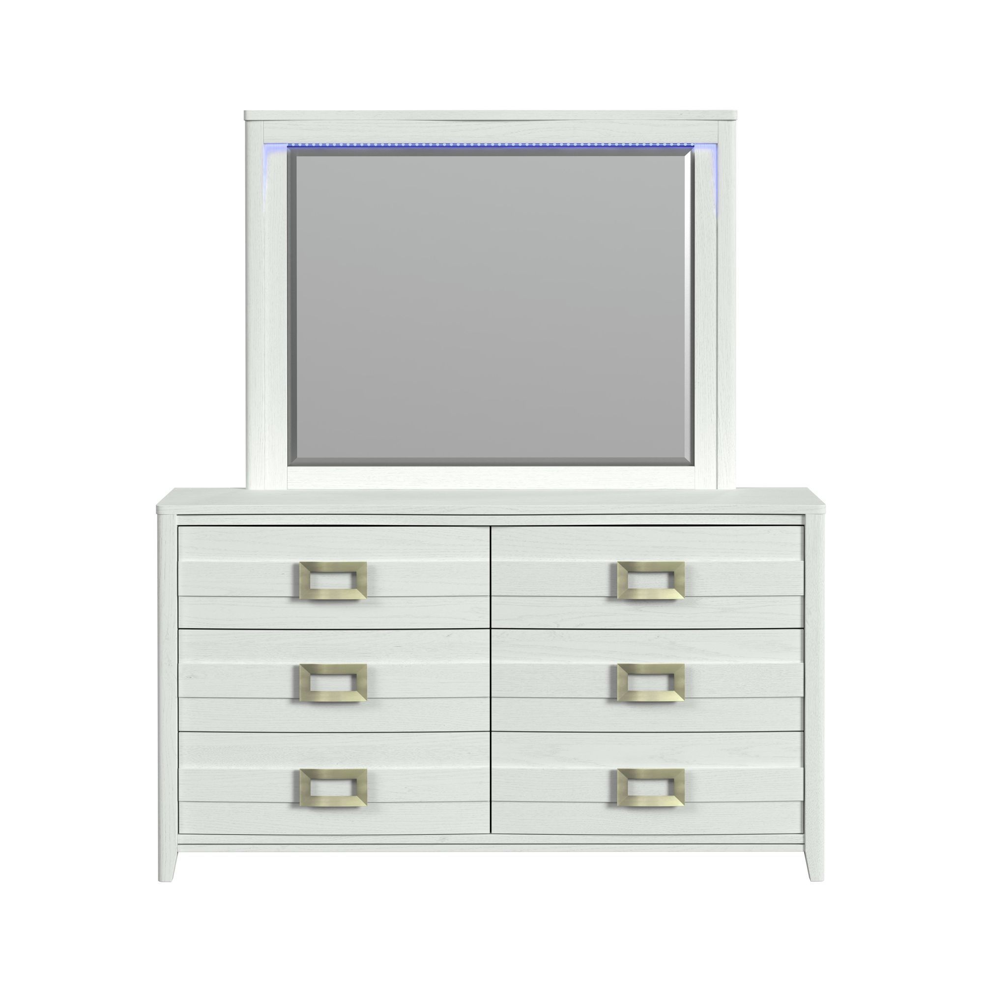 Tobias - Dresser And Mirror Set With LED - White