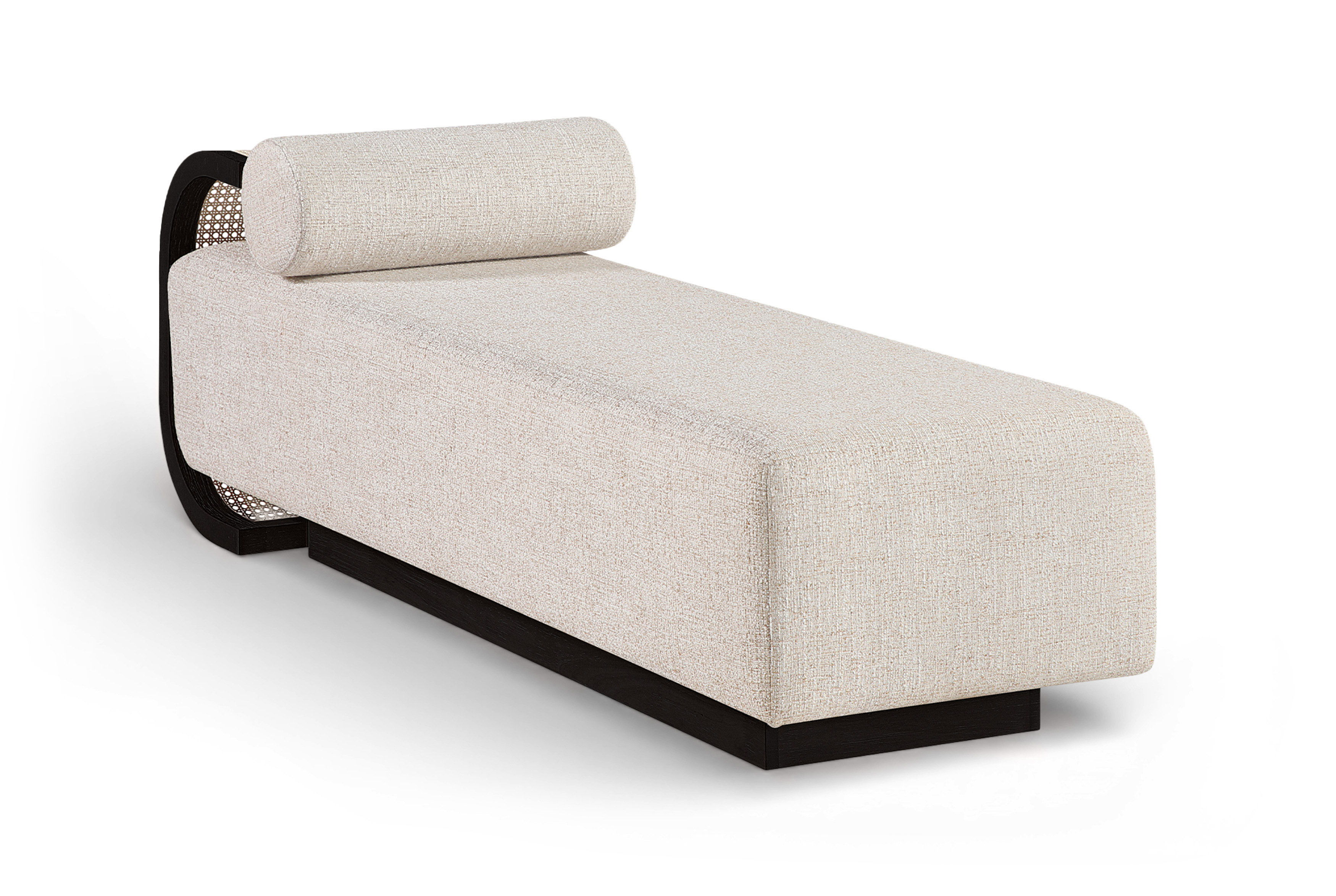 Zephyr - Linen Textured Fabric Upholstered Chaise - Beige / Painted Black