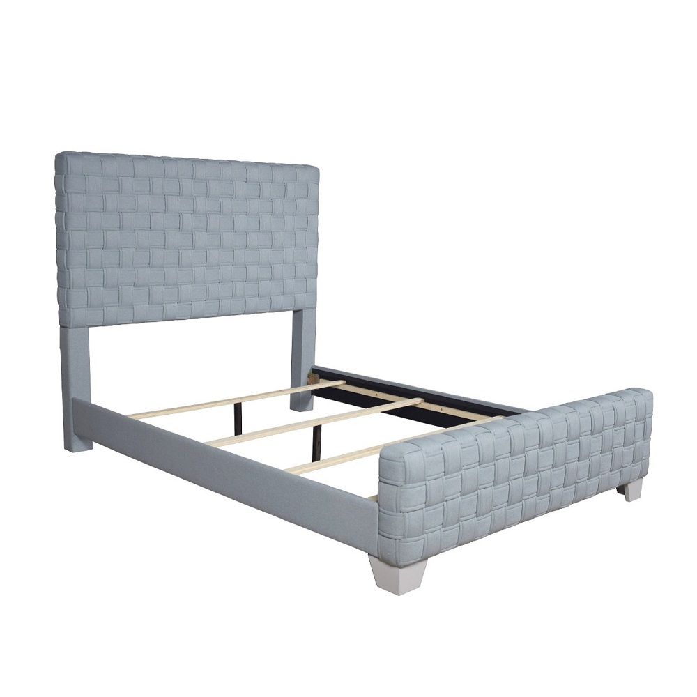 Saree - Eastern King Bed - Light Teal Chenille & Gray, light blue, view 2