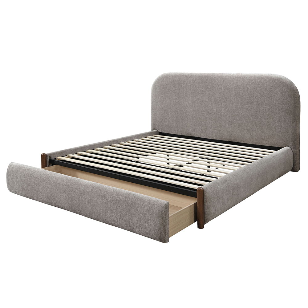 Ollya - Queen Bed With Storage - Gray Fabric, gray, view 2