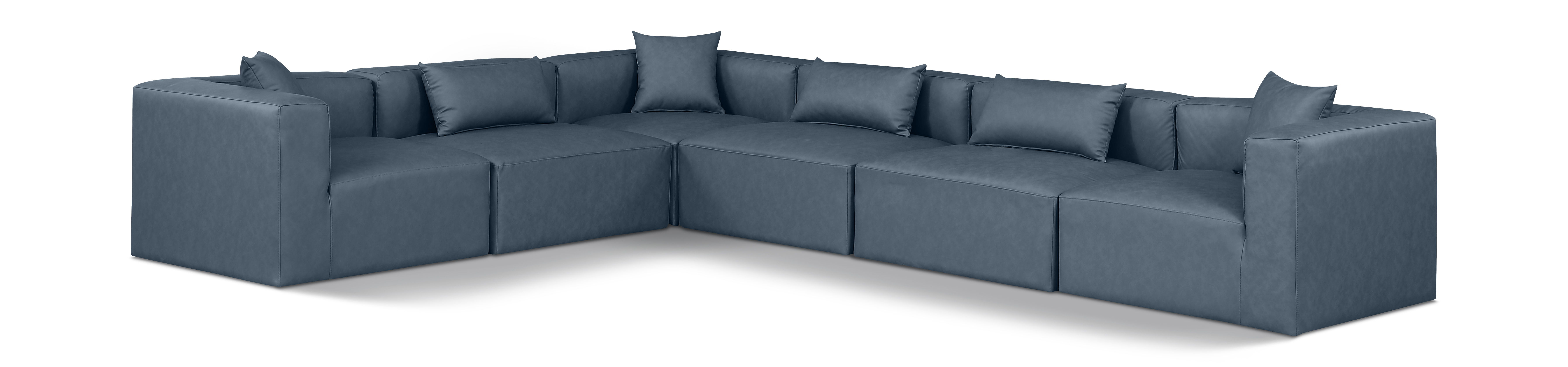 Cube - 6 Piece Modular Corner Sectional - Navy Blue