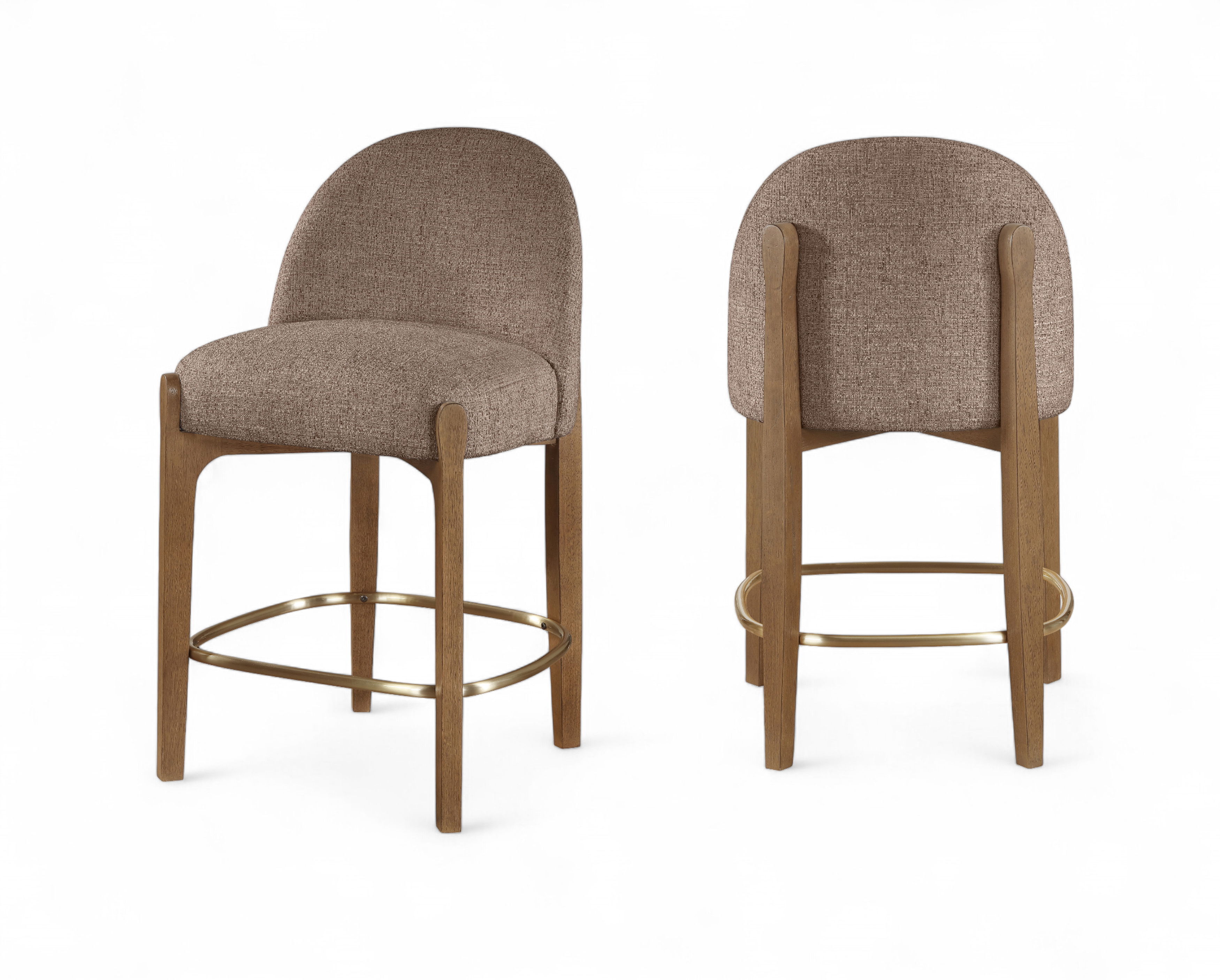 Torino - Fabric Upholstered Counter Stool (Set of 2) - Brown / Brushed Brown
