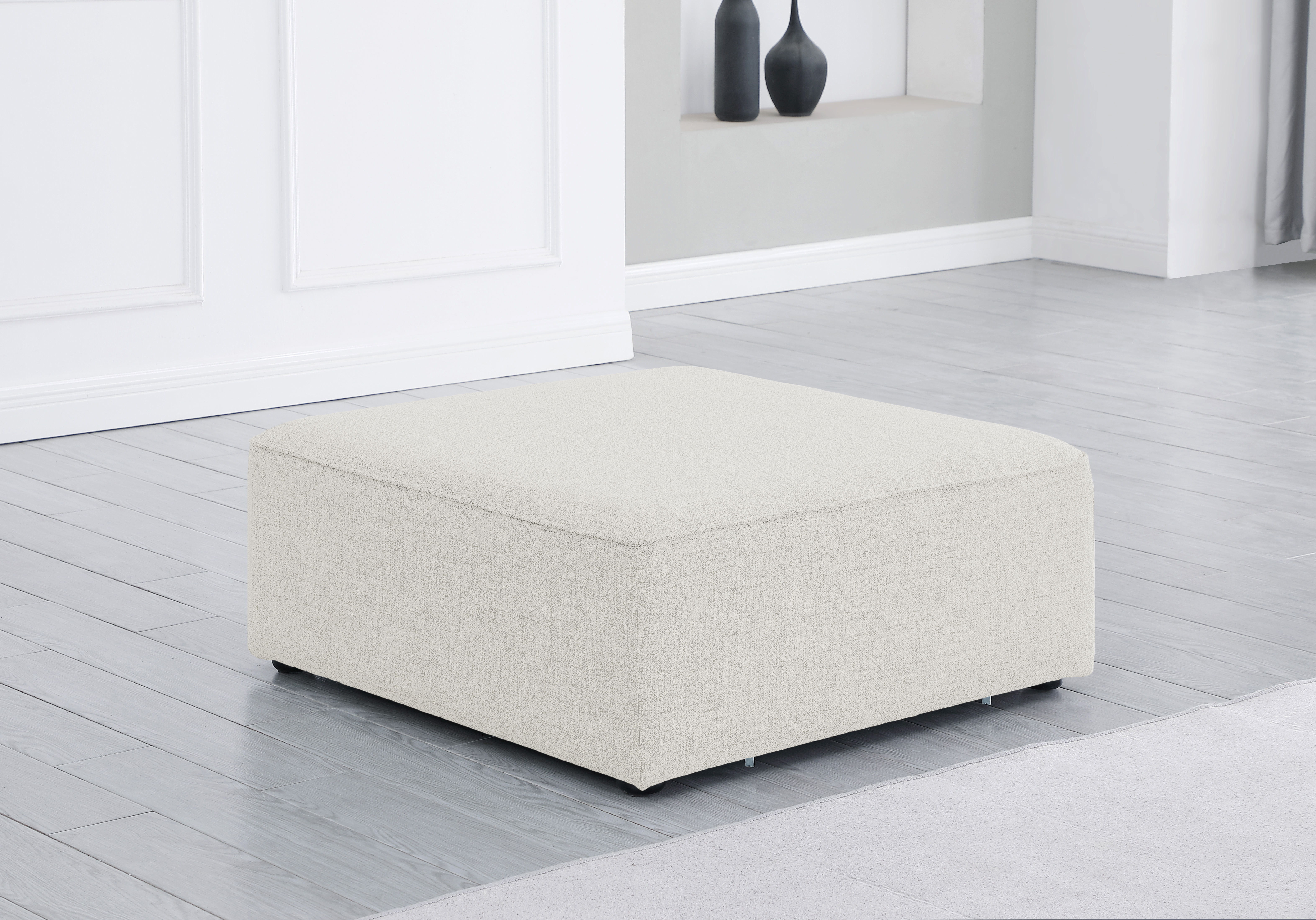 Cube - Linen Ottoman - Cream