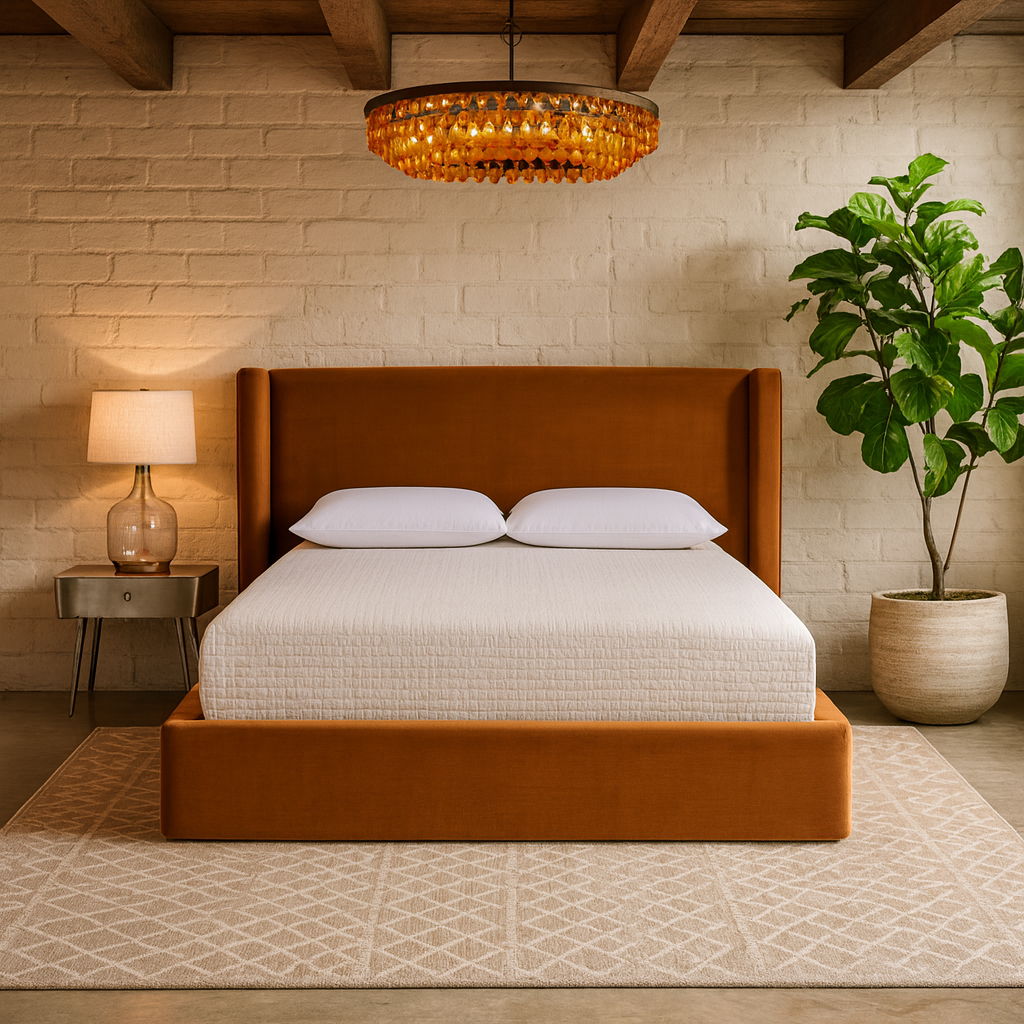 Kendall - Velvet Upholstered Full Bed - Cognac