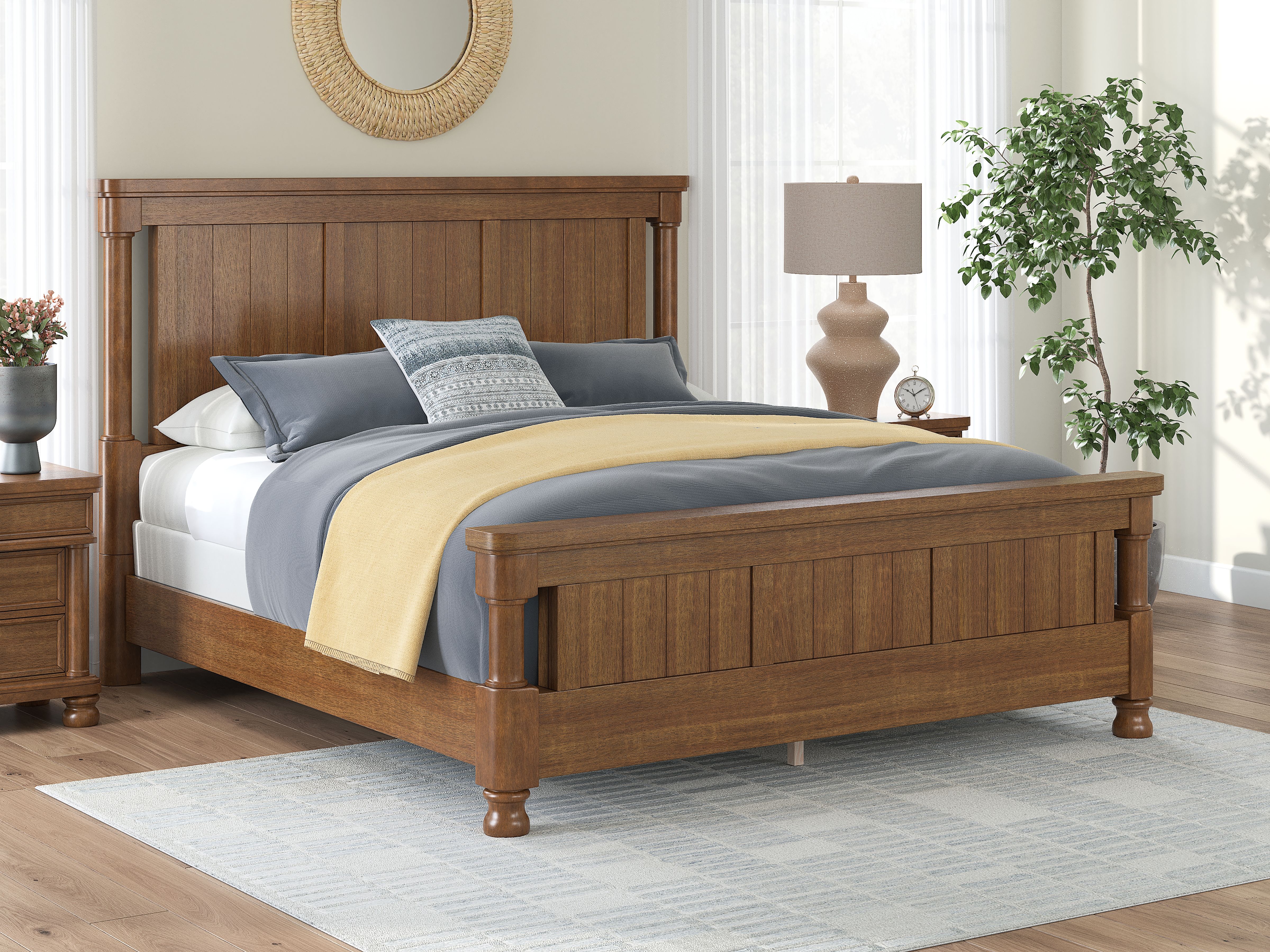 Rowlenstown - California King Poster Bed - Brown