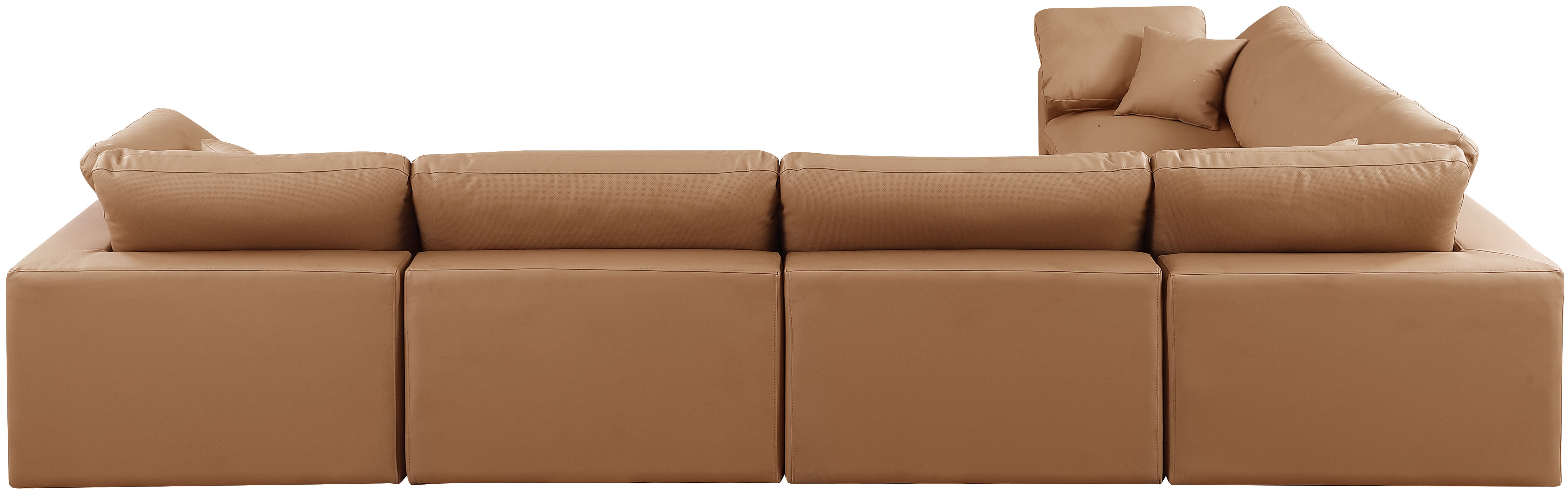 Comfy - 6 Piece Faux Leather Modular Corner Sectional - Cognac