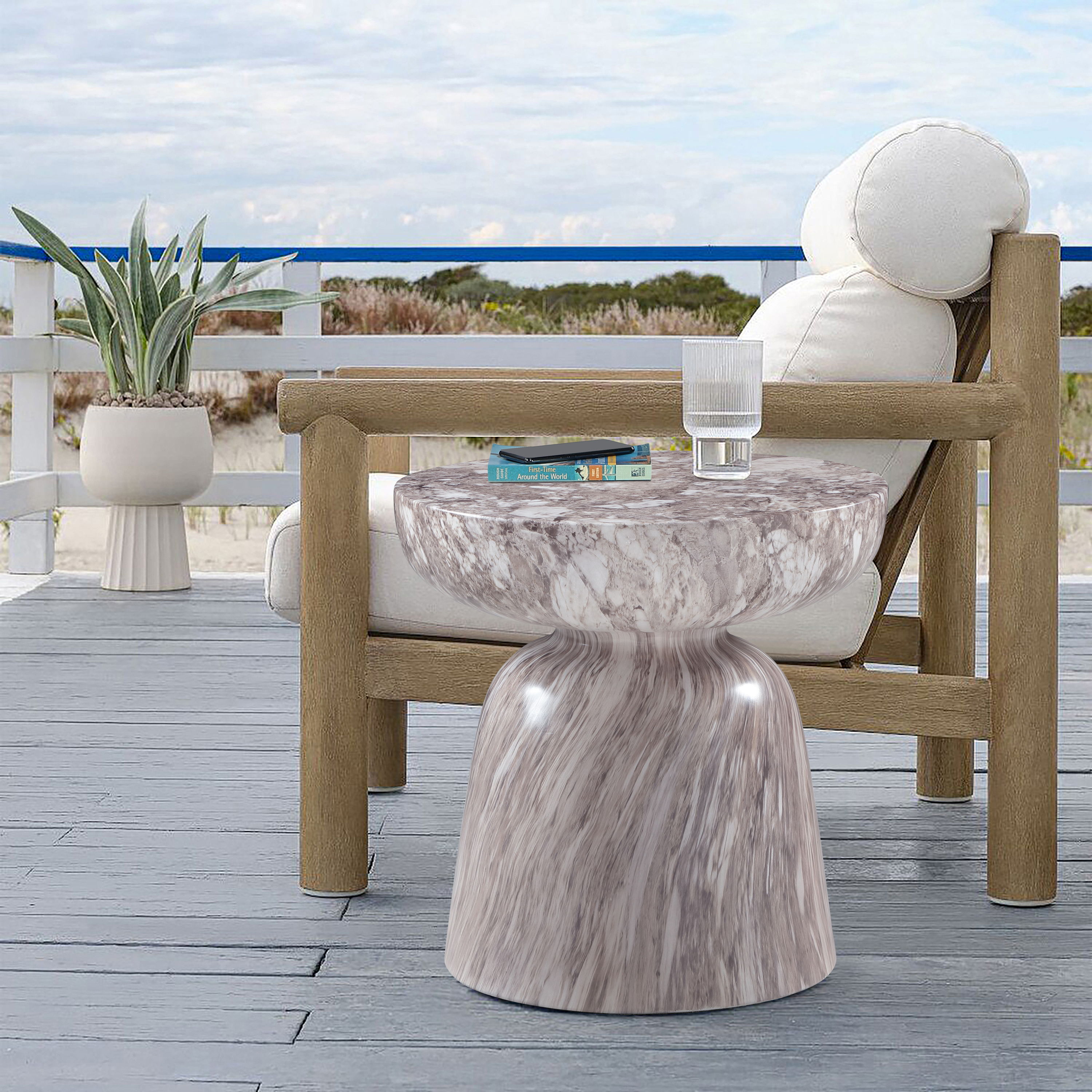 Avellino - Marble Finish Concrete End Table - Brown