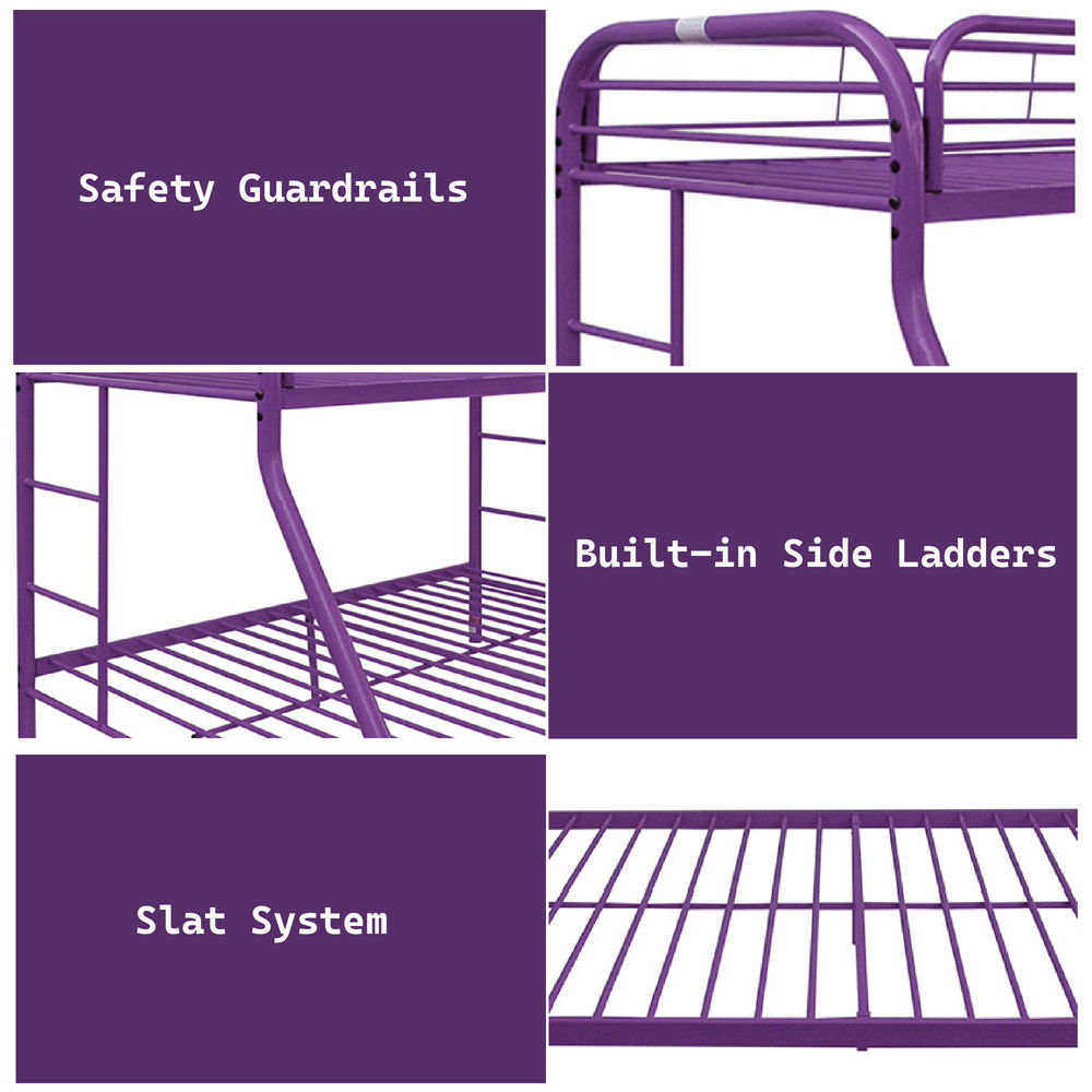 Tritan - Twin Over Full Bunk Bed - Purple, purple, view 4