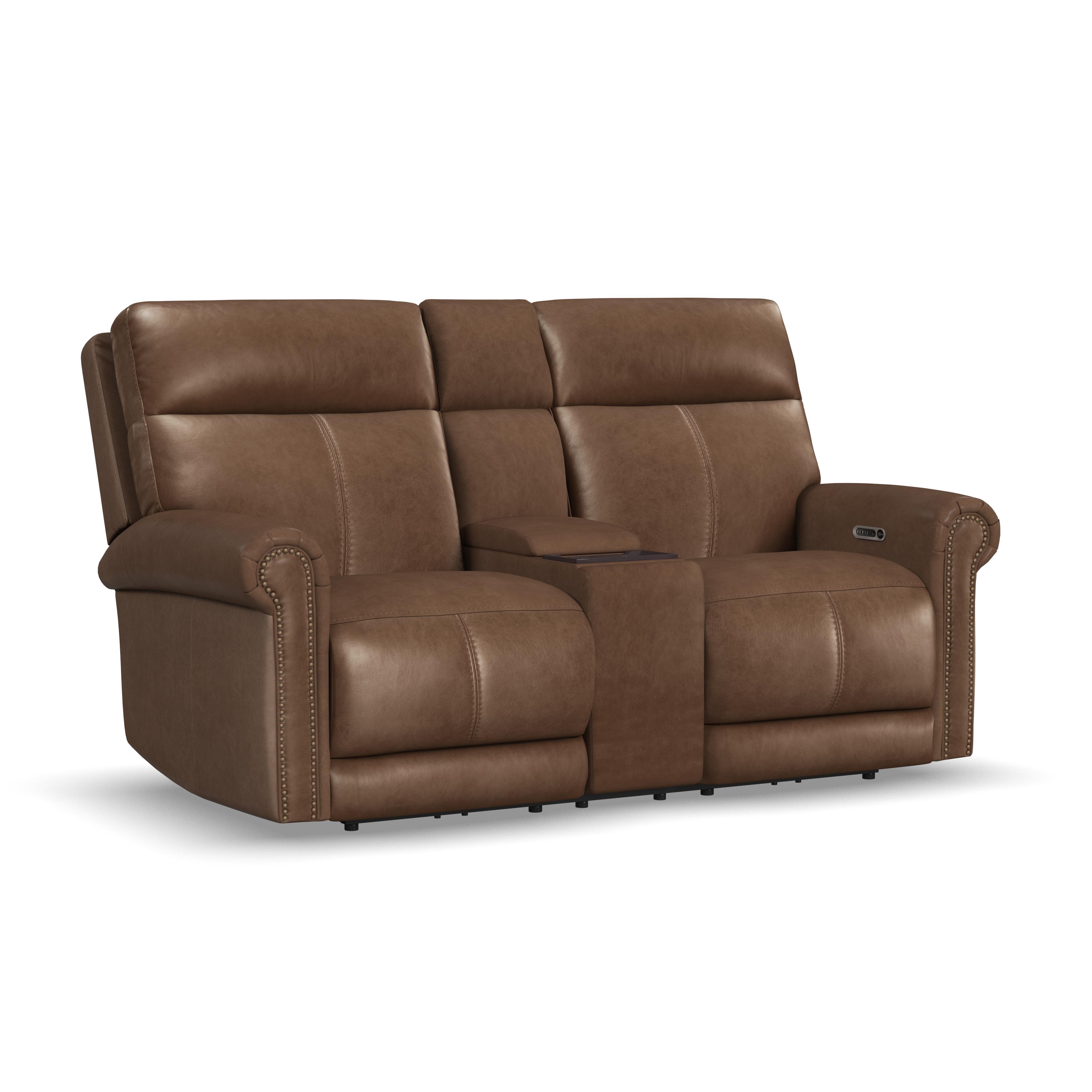 Alexander - Power Reclining Loveseat With Console, Power Headrest & Lumbar - Khaki Brown Image