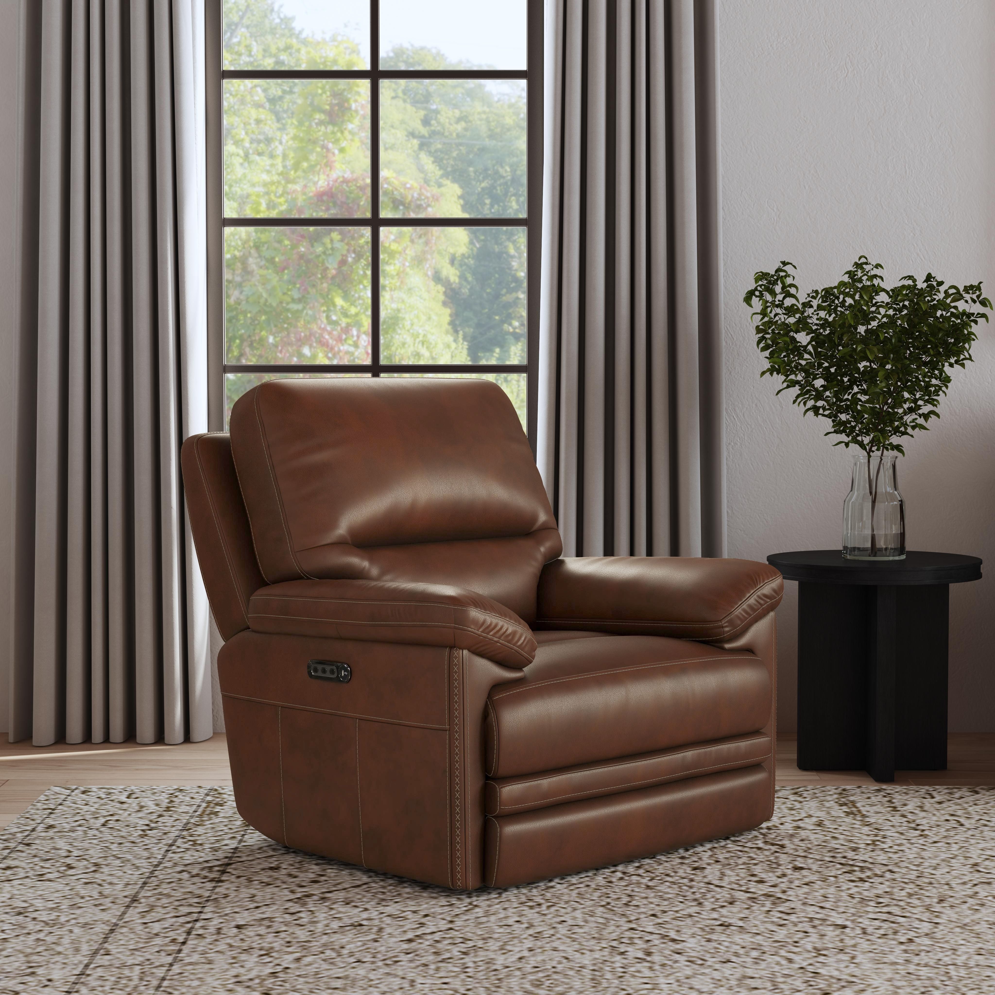 David - Power Gliding Recliner With Power Headrest & Lumbar - Pecan, dark brown