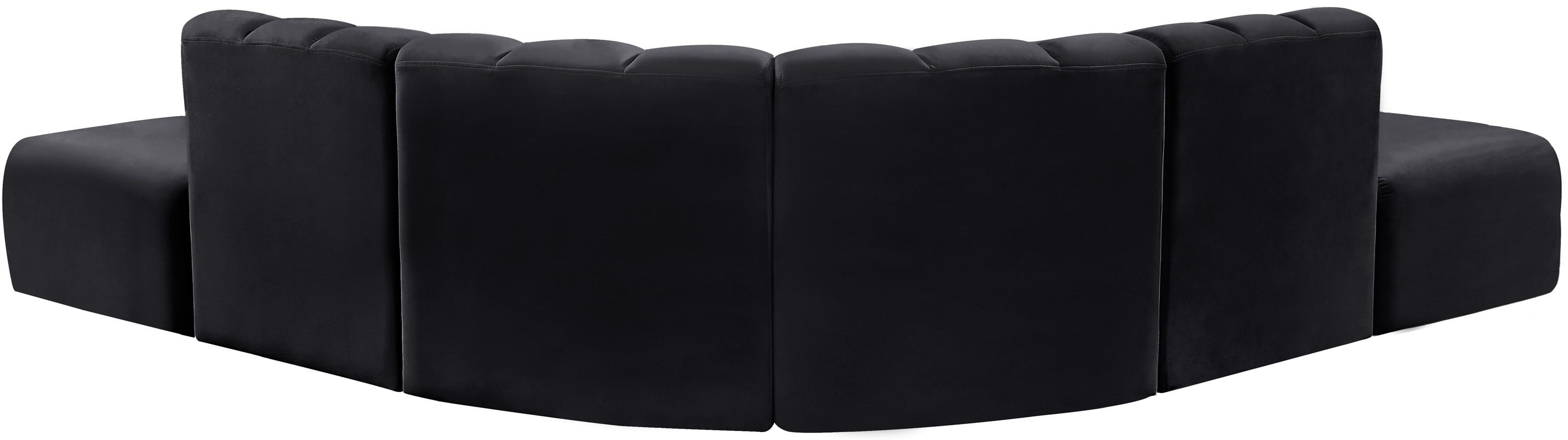 Arc - Velvet 6 Piece Corner Modular Sofa - Black