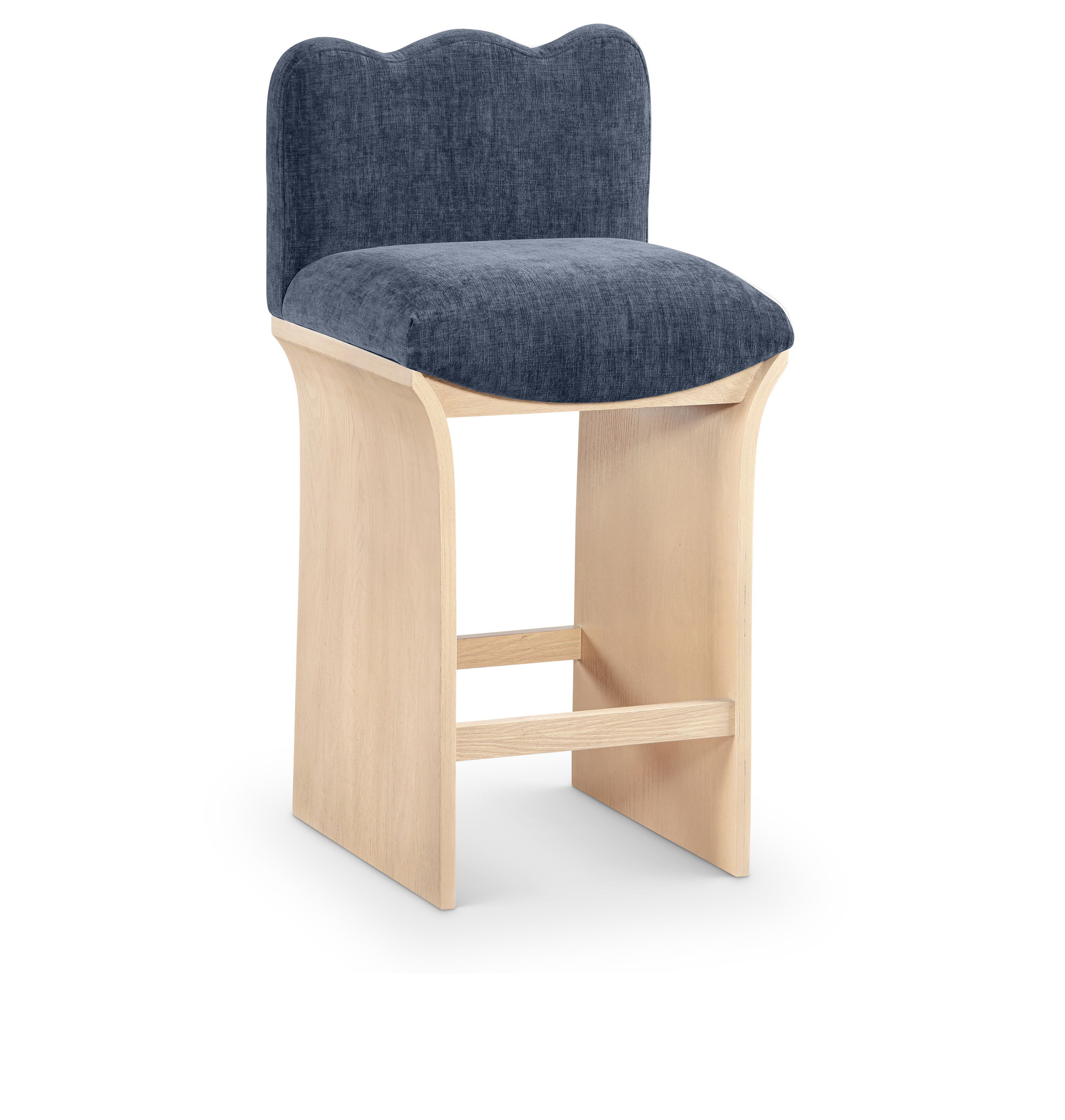 Shaw - Chenille Fabric Upholstered Counter Stool - Navy