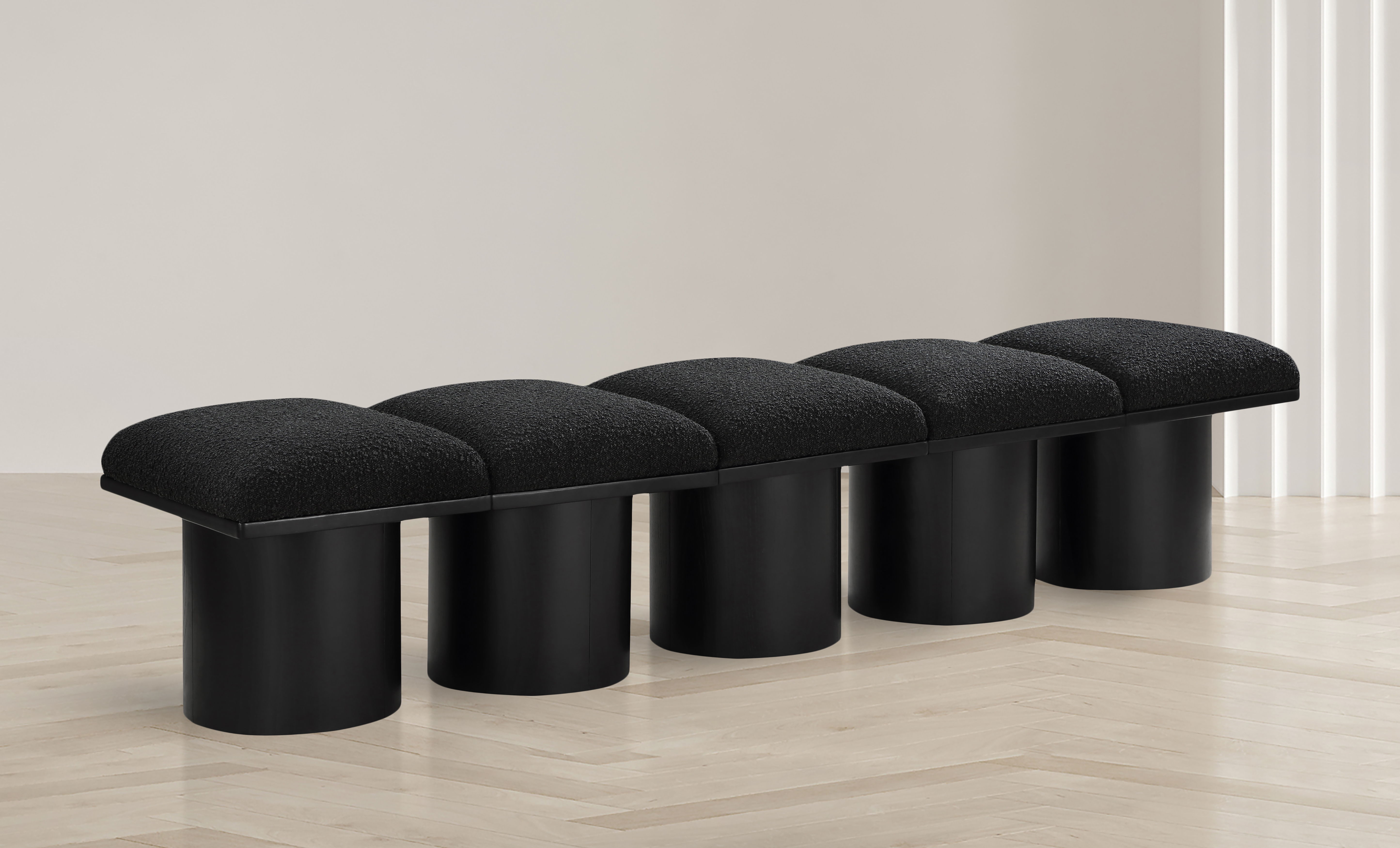 Pavilion - 77.5" 5 Piece Modular Bench With Black Base - Black